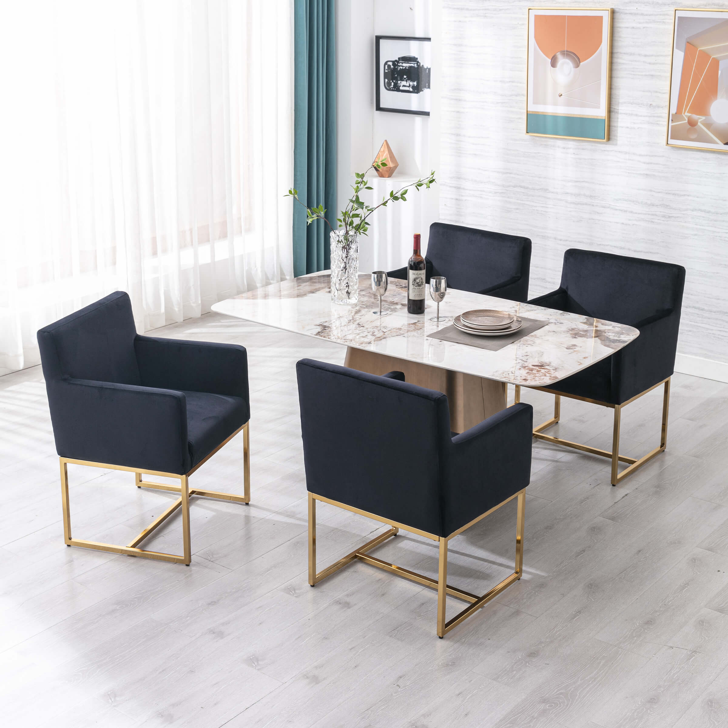 VESCASA Upholstered Dining Chairs with Arms Set of 2 - 1823DC