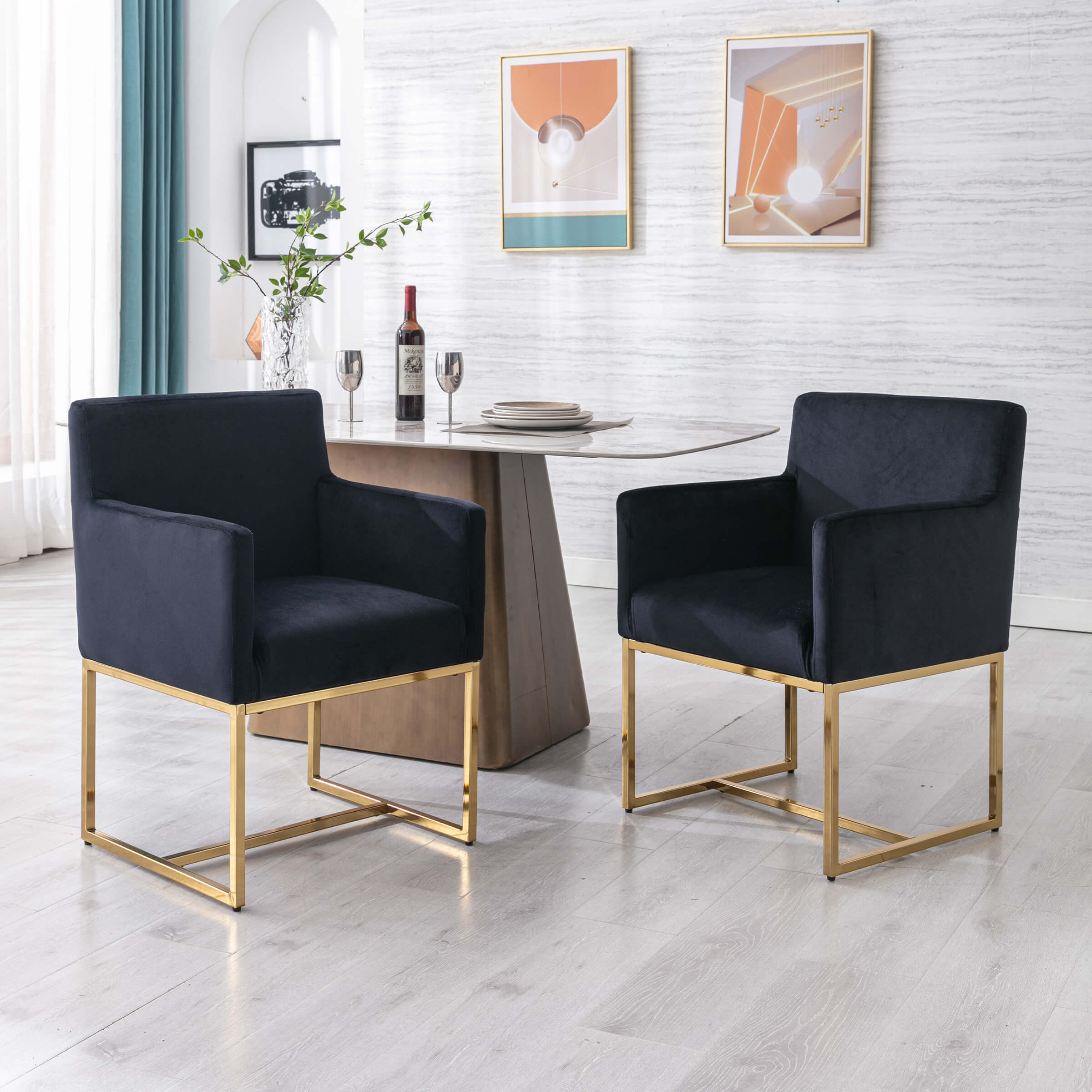 VESCASA Upholstered Dining Chairs with Arms Set of 2 - 1823DC