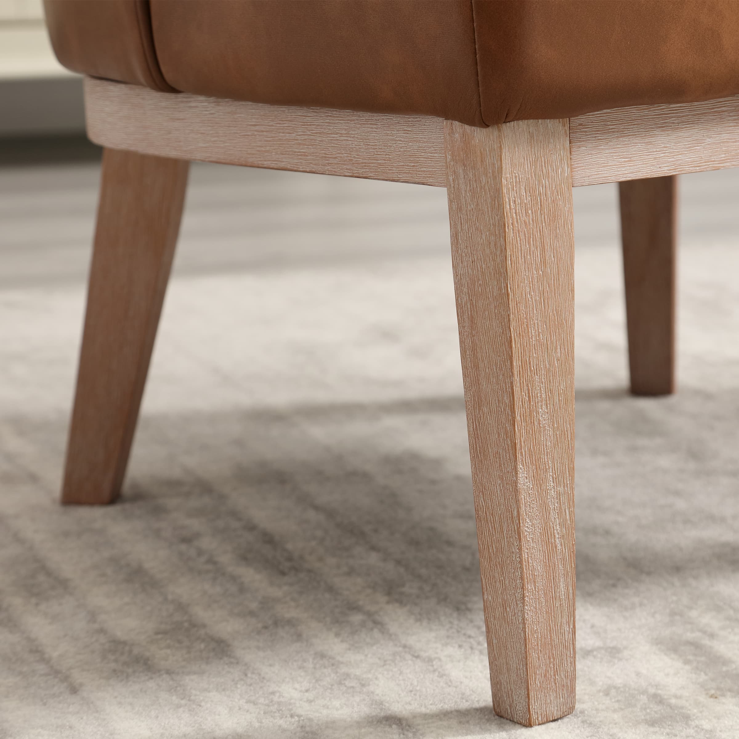 Janoray Stone Wash Wood Legs Accent Chair 1 PCS - 6371AC