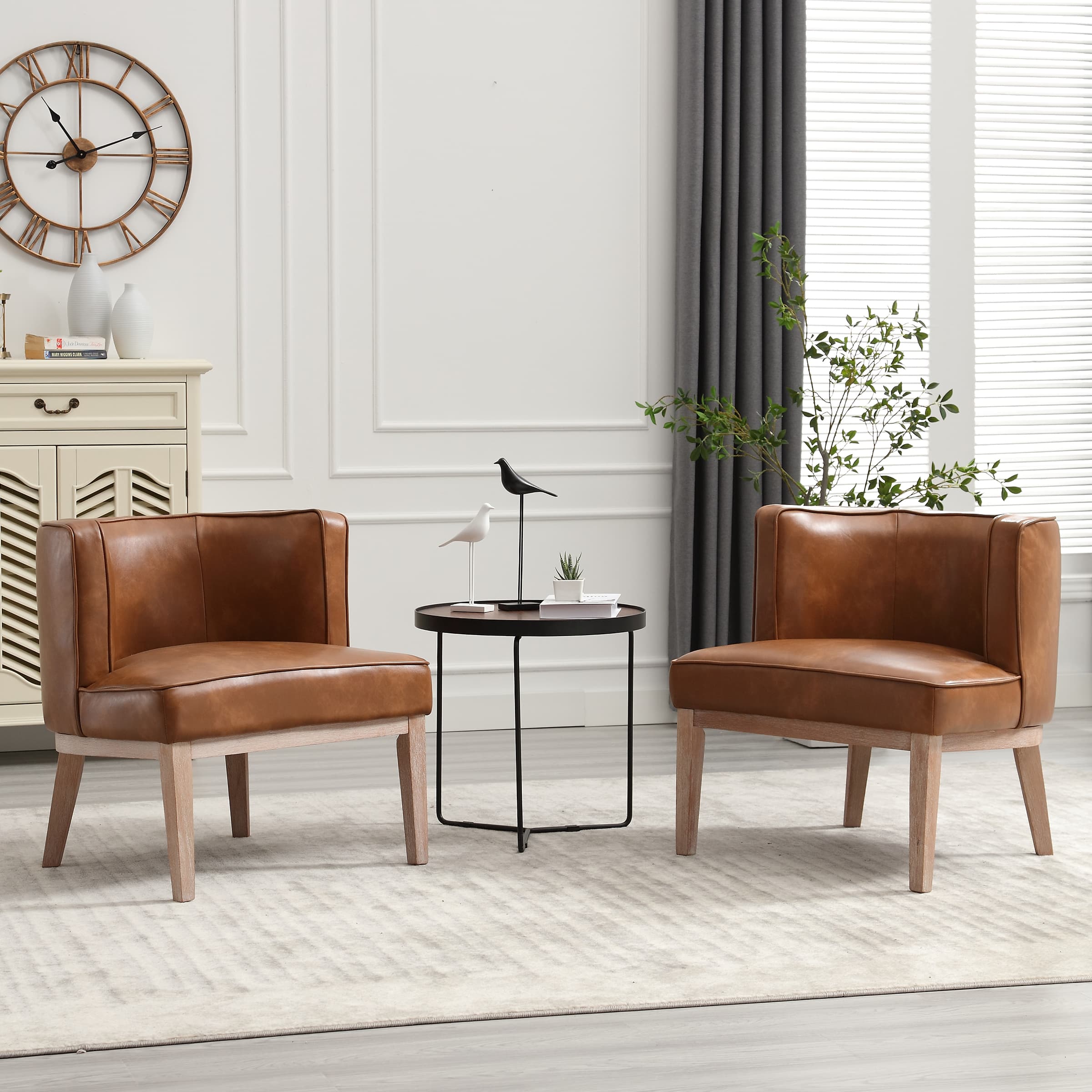 Stone Wash Wood Legs Accent Chair 1 PCS - 6371AC