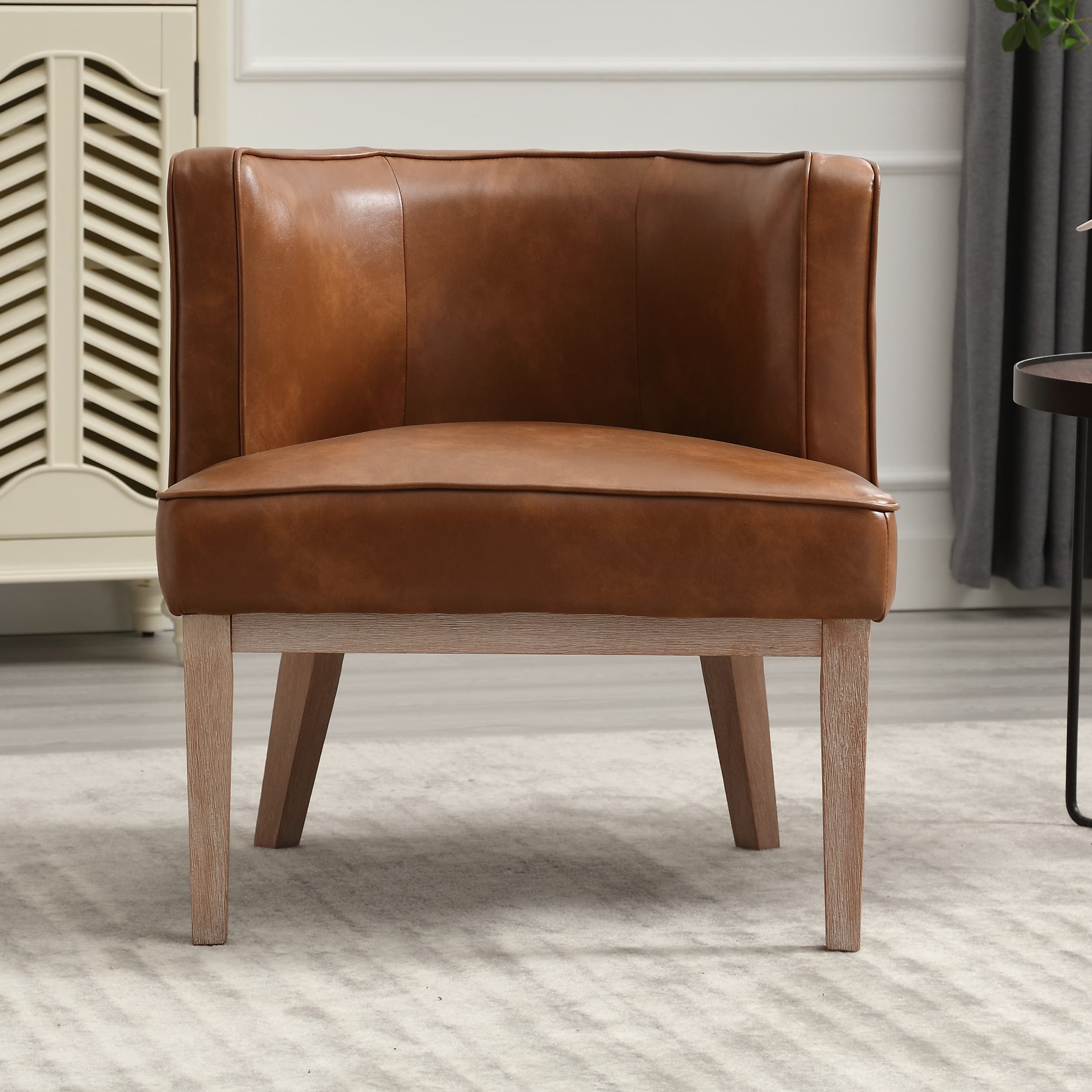 Janoray Stone Wash Wood Legs Accent Chair 1 PCS - 6371AC