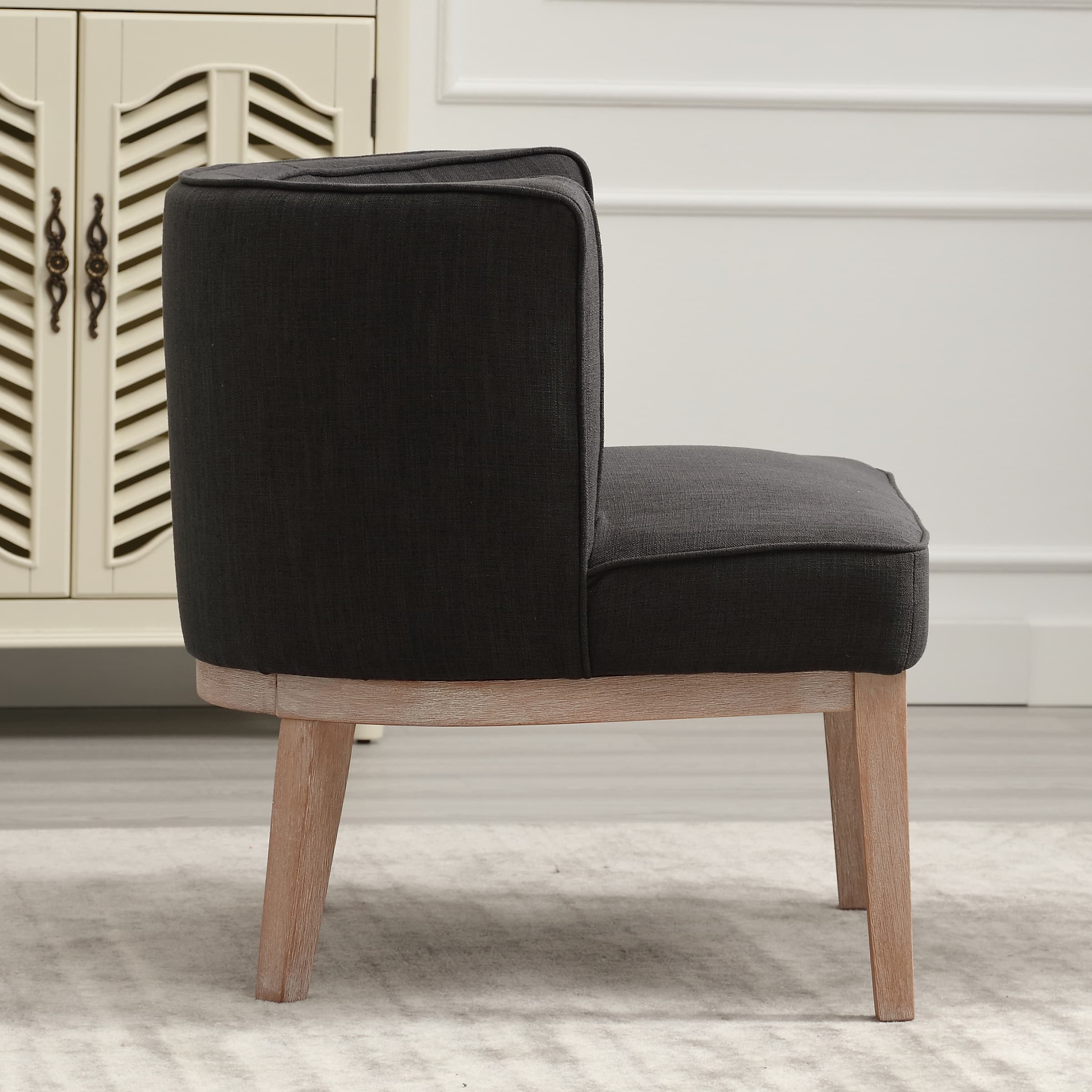 Janoray Stone Wash Wood Legs Accent Chair 1 PCS - 6371AC