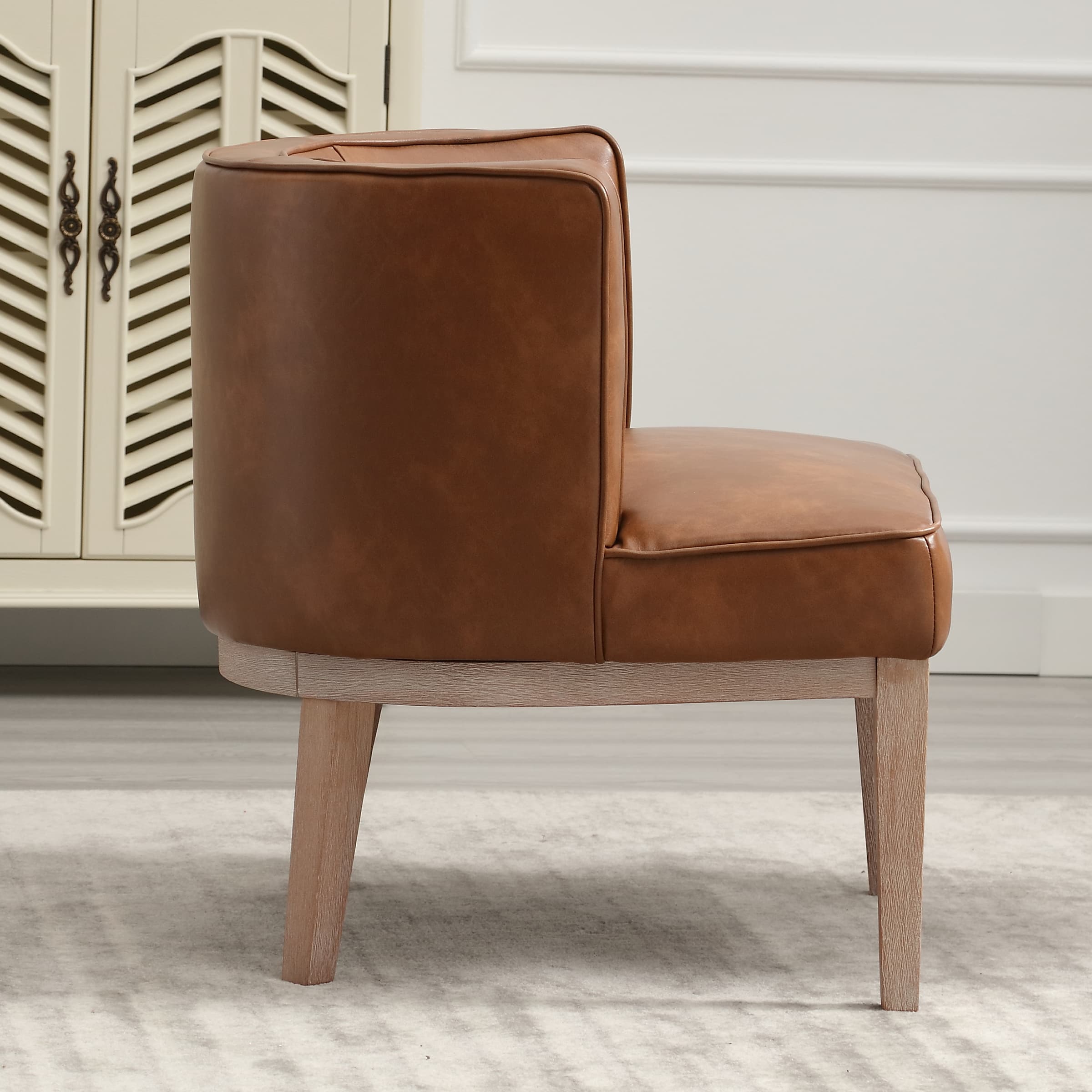 Janoray Stone Wash Wood Legs Accent Chair 1 PCS - 6371AC