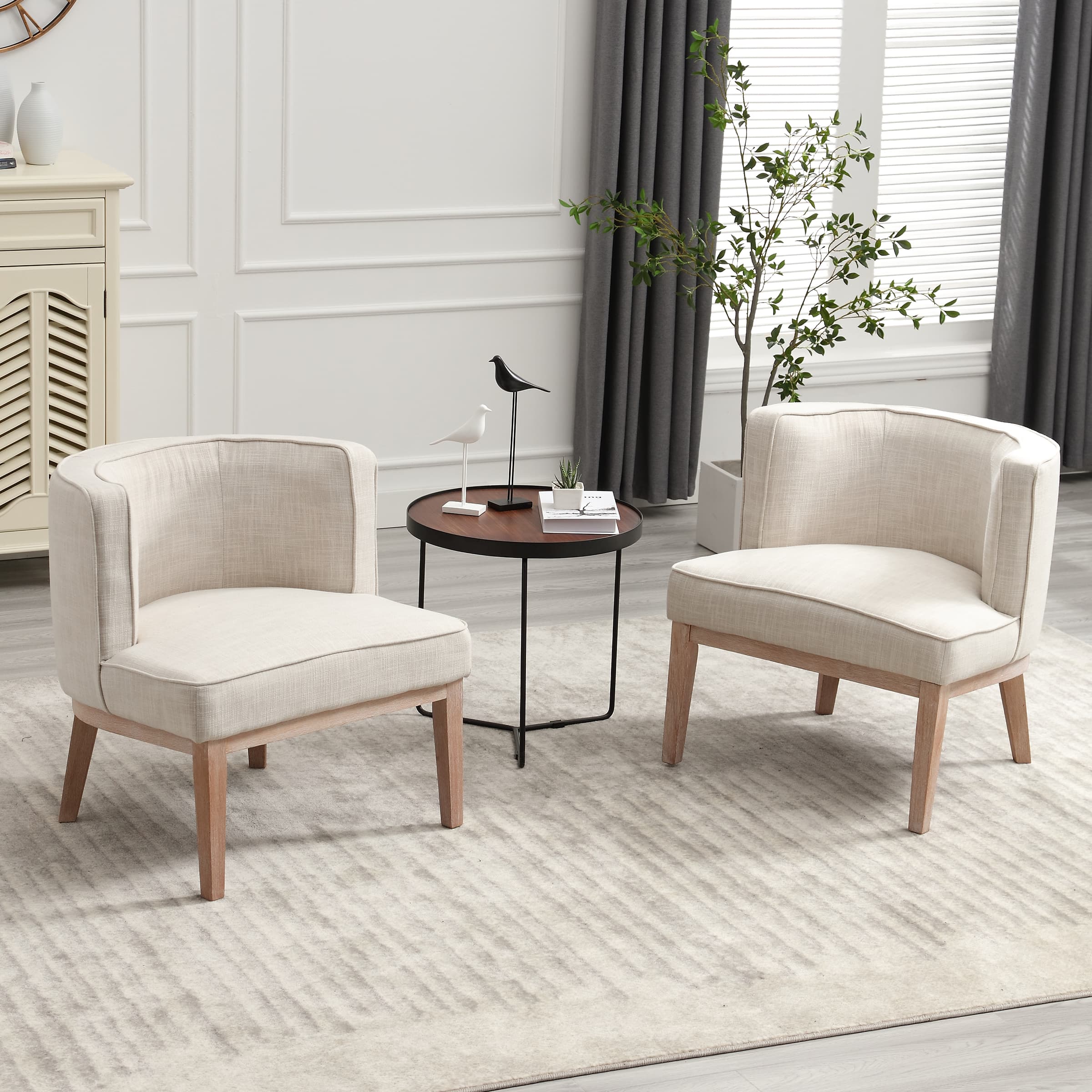 Stone Wash Wood Legs Accent Chair 1 PCS - 6371AC