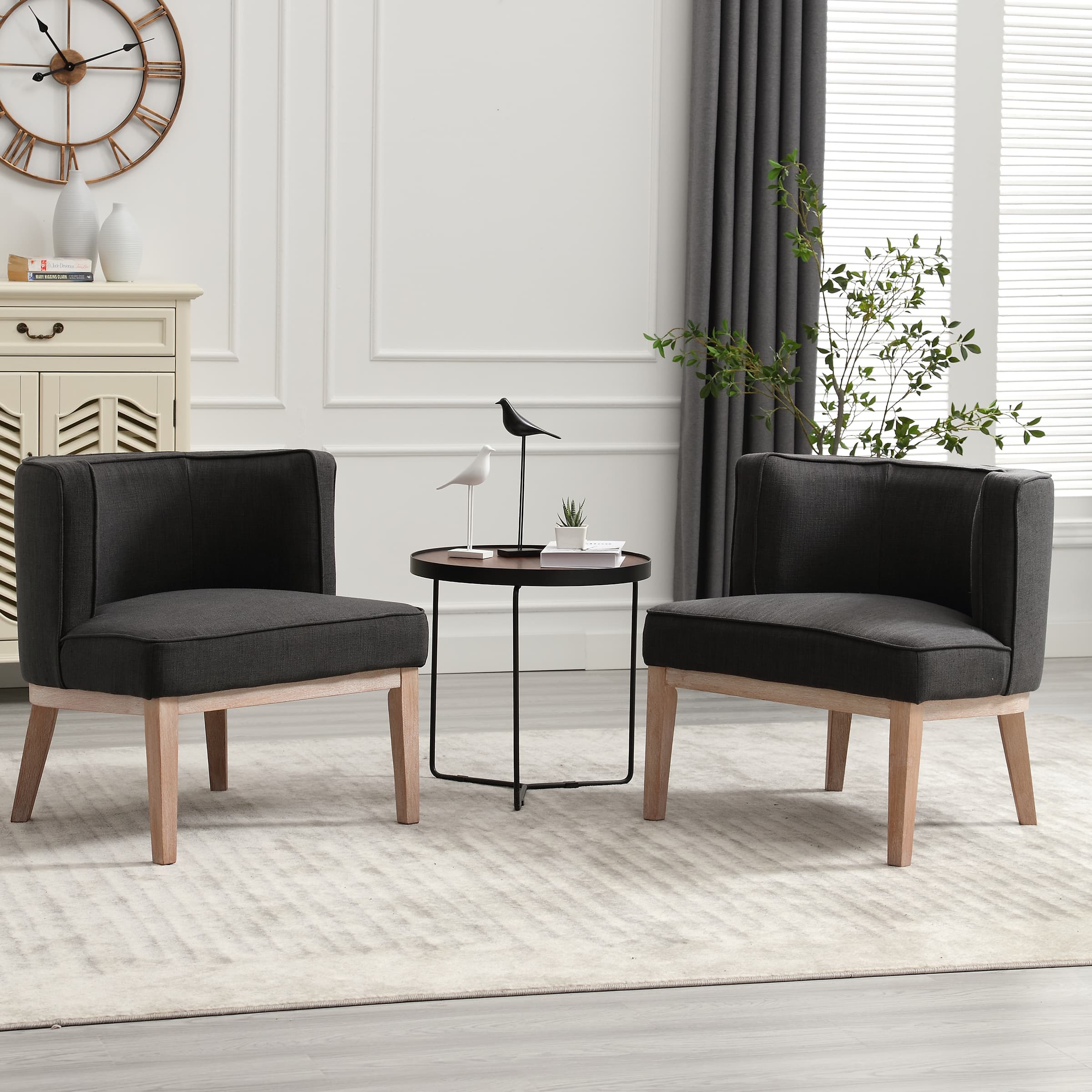 Janoray Stone Wash Wood Legs Accent Chair 1 PCS - 6371AC