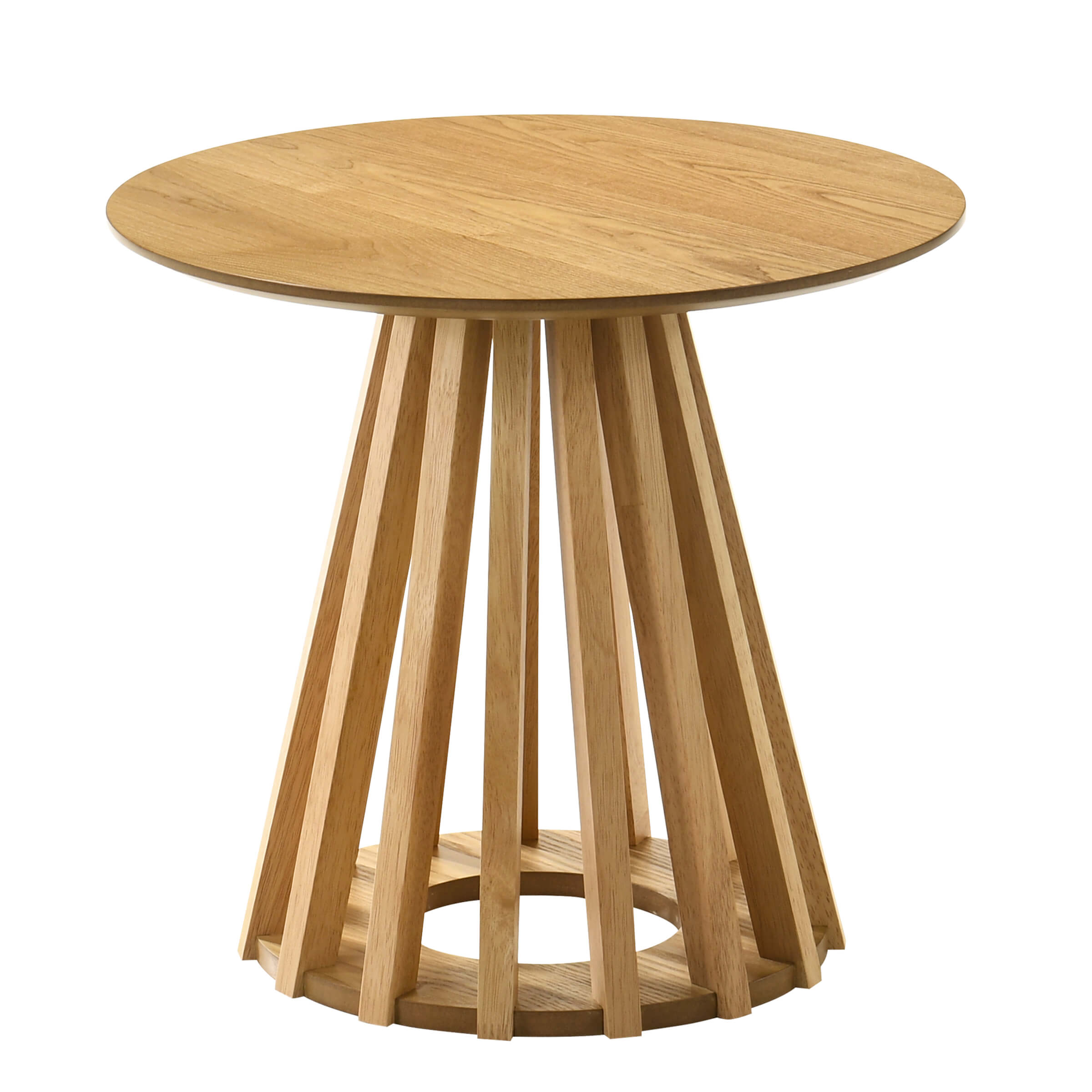 VESCASA Wooden Round Side Table with Geometric Base - 50005ST