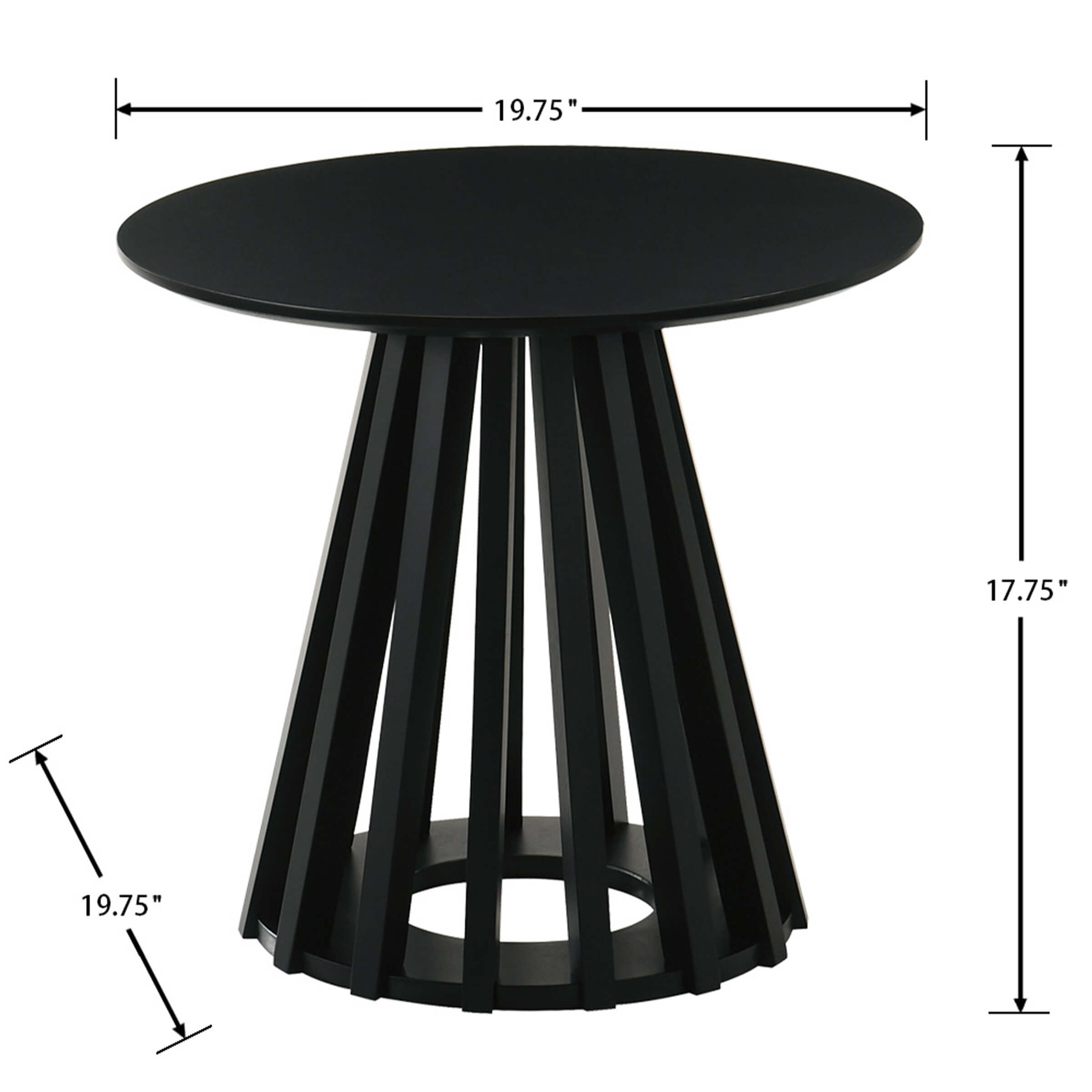VESCASA Wooden Round Side Table with Geometric Base - 50005ST