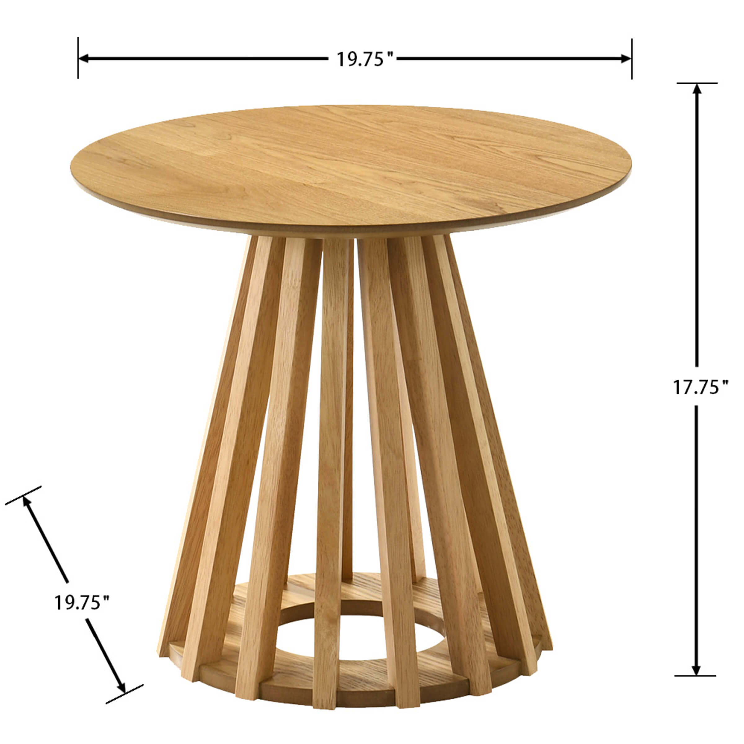 VESCASA Wooden Round Side Table with Geometric Base - 50005ST