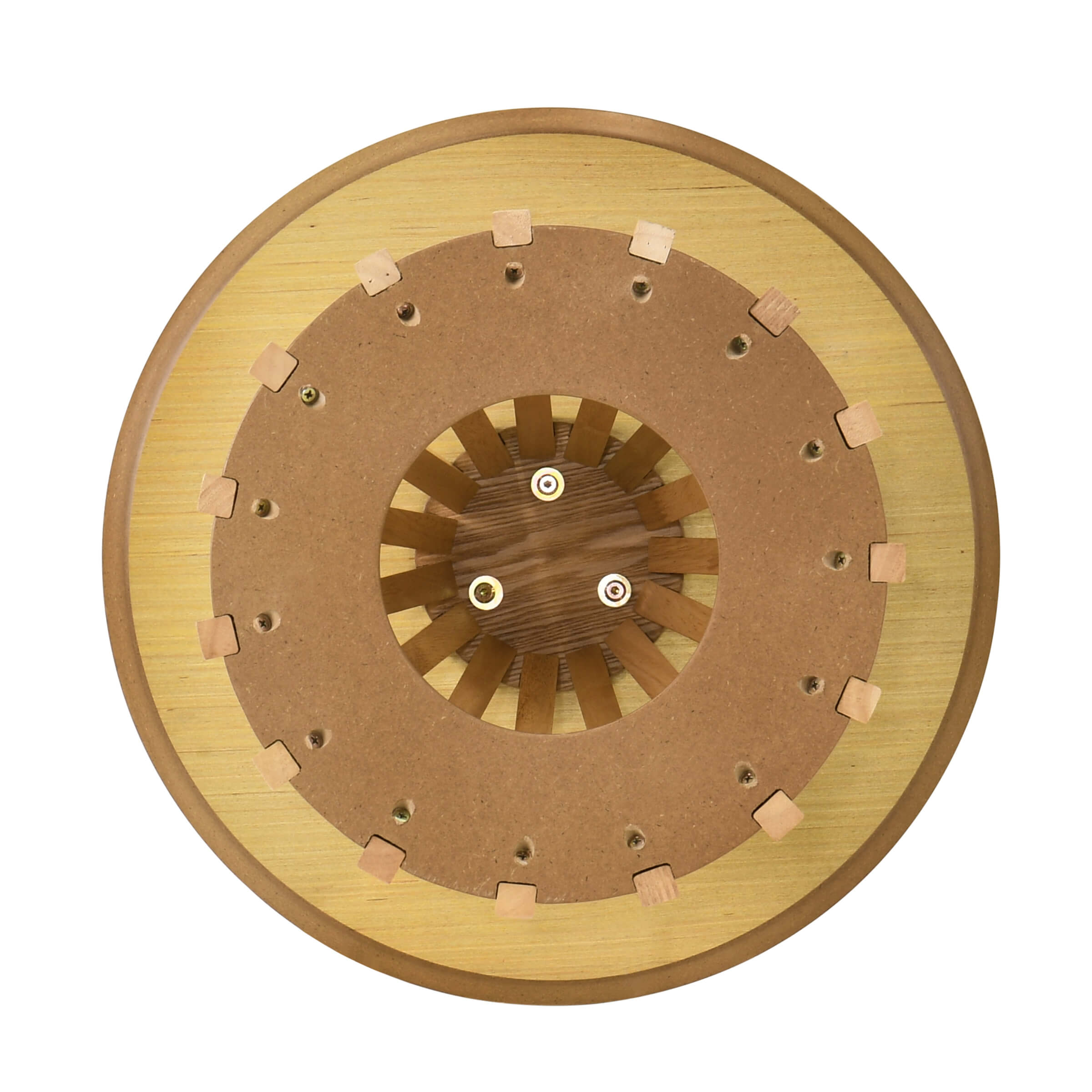 VESCASA Wooden Round Side Table with Geometric Base - 50005ST