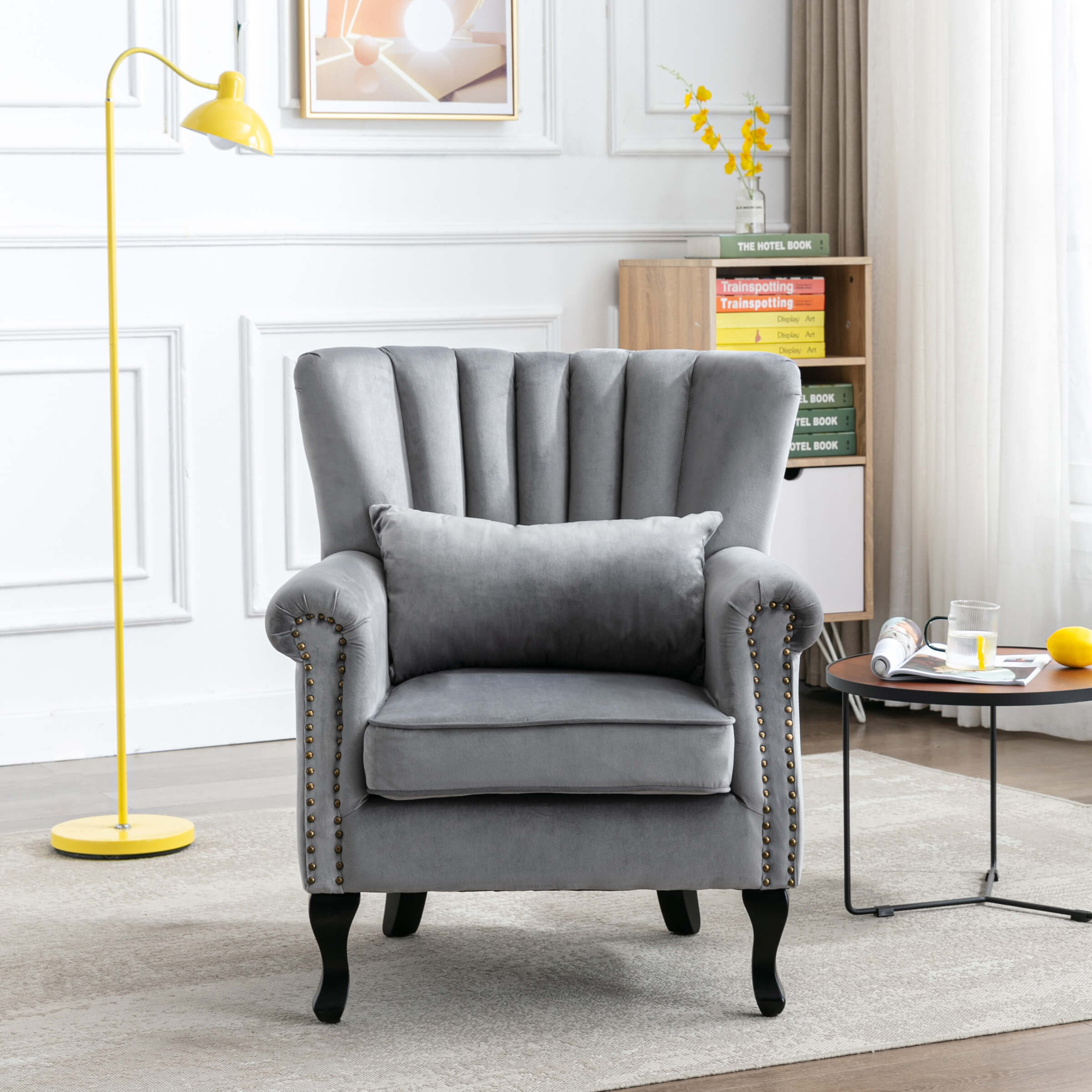 Kmax Wingback Nail-Head Velvet Accent Chair 1 PCS - X904AC