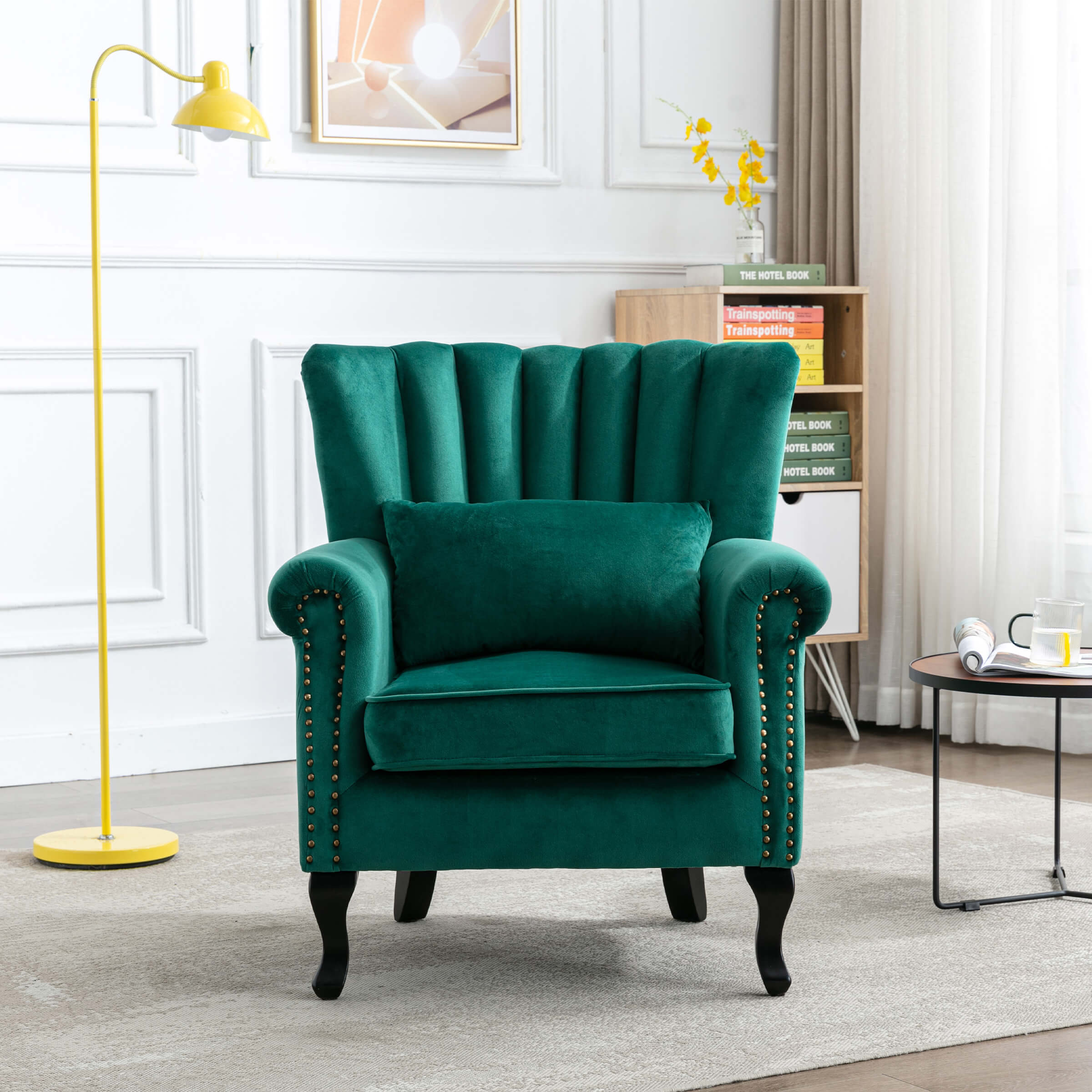 Kmax Wingback Nail-Head Velvet Accent Chair 1 PCS - X904AC