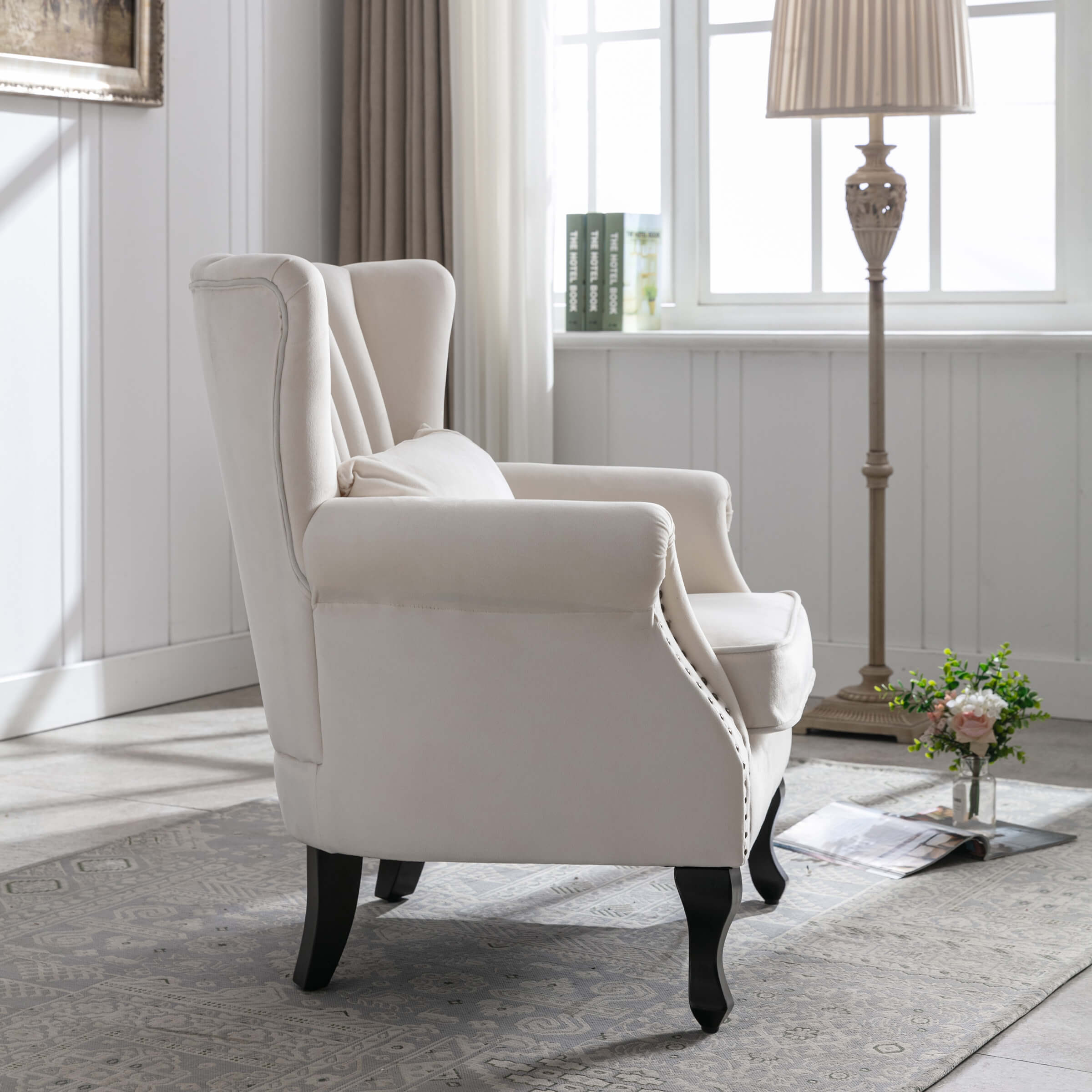 Kmax Wingback Nail-Head Velvet Accent Chair 1 PCS - X904AC