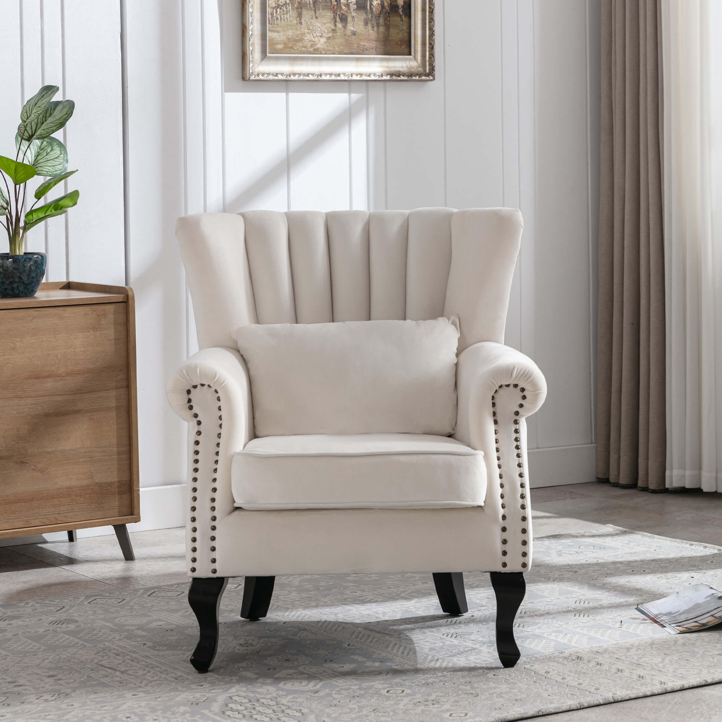 Kmax Wingback Nail-Head Velvet Accent Chair 1 PCS - X904AC