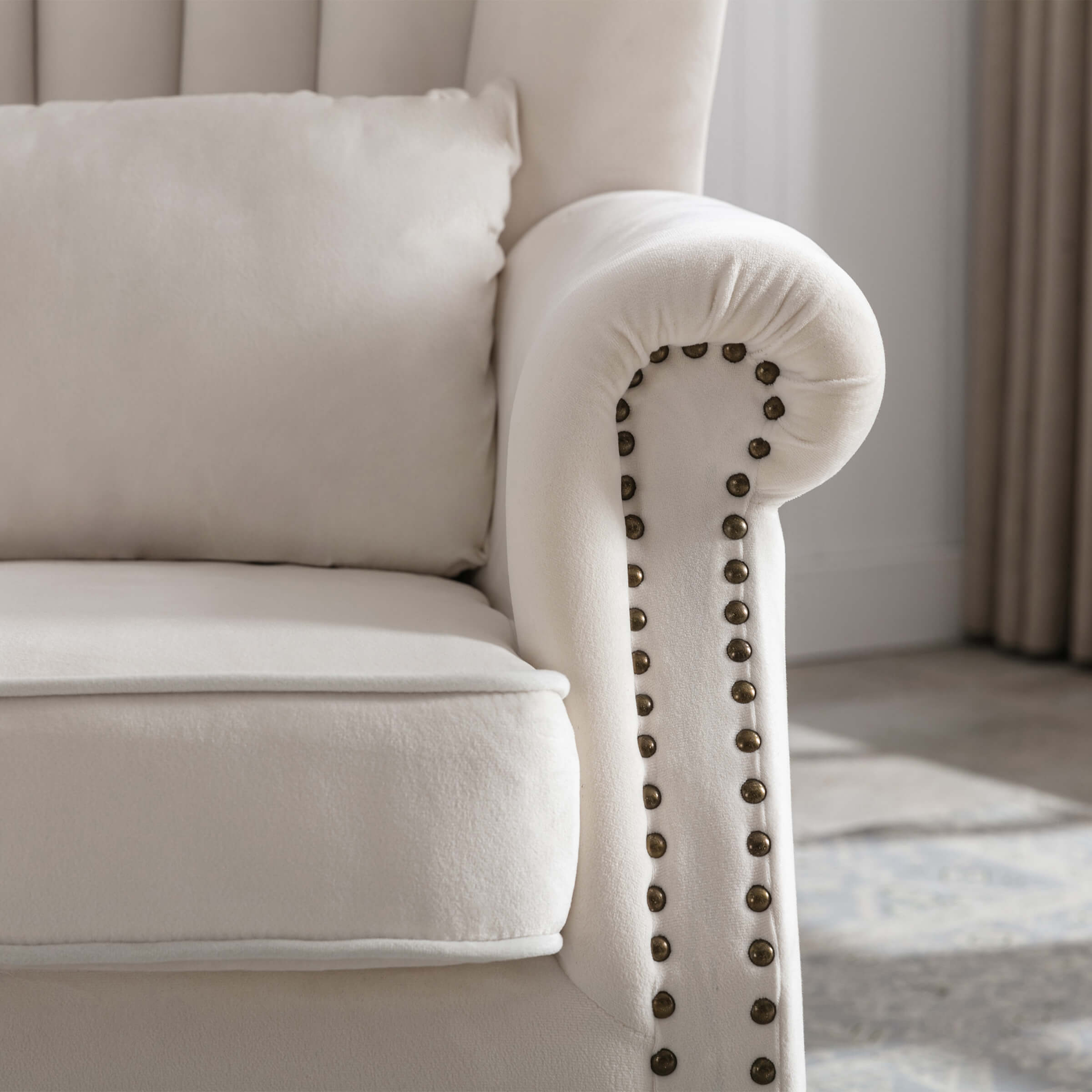 Kmax Wingback Nail-Head Velvet Accent Chair 1 PCS - X904AC