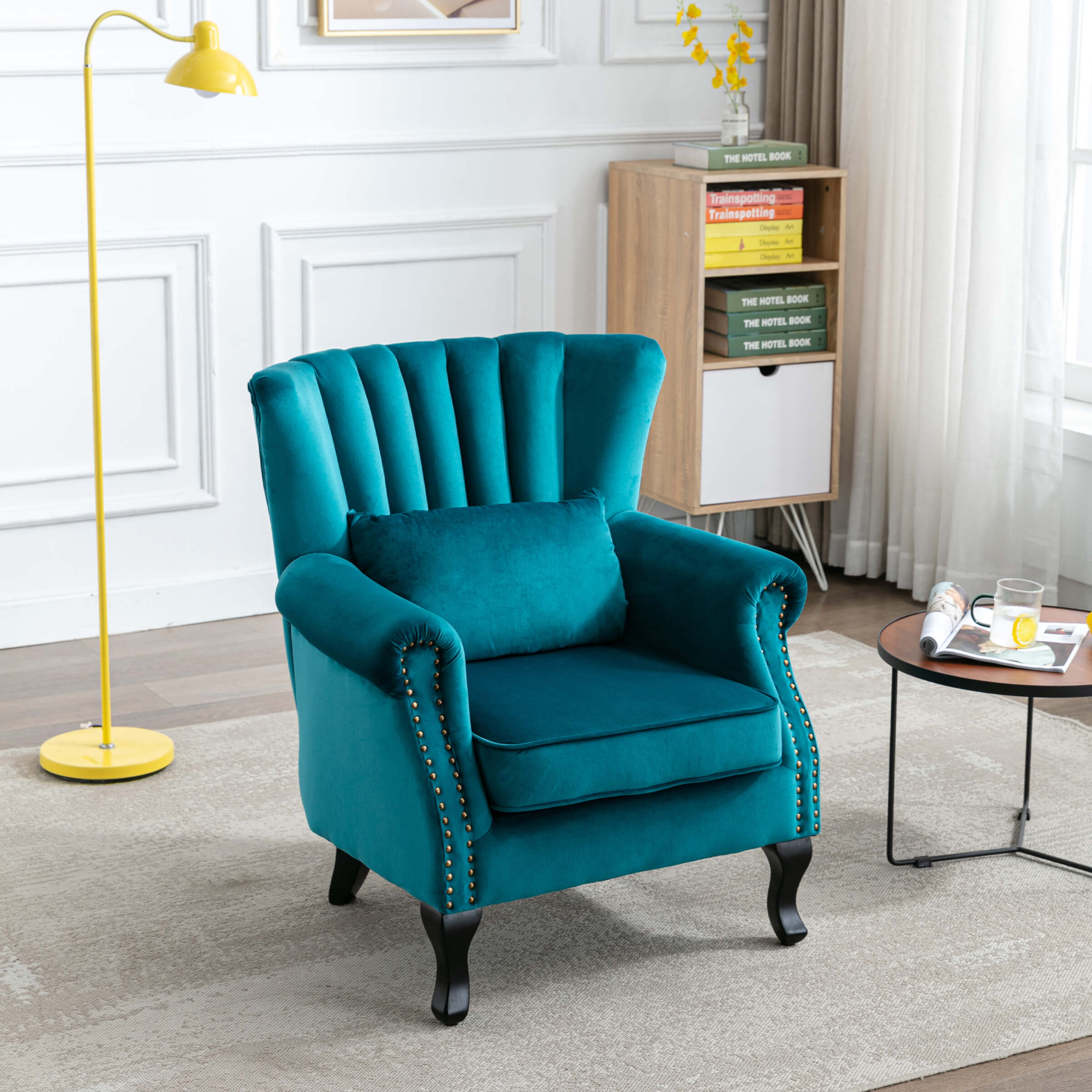 Kmax Wingback Nail-Head Velvet Accent Chair 1 PCS - X904AC