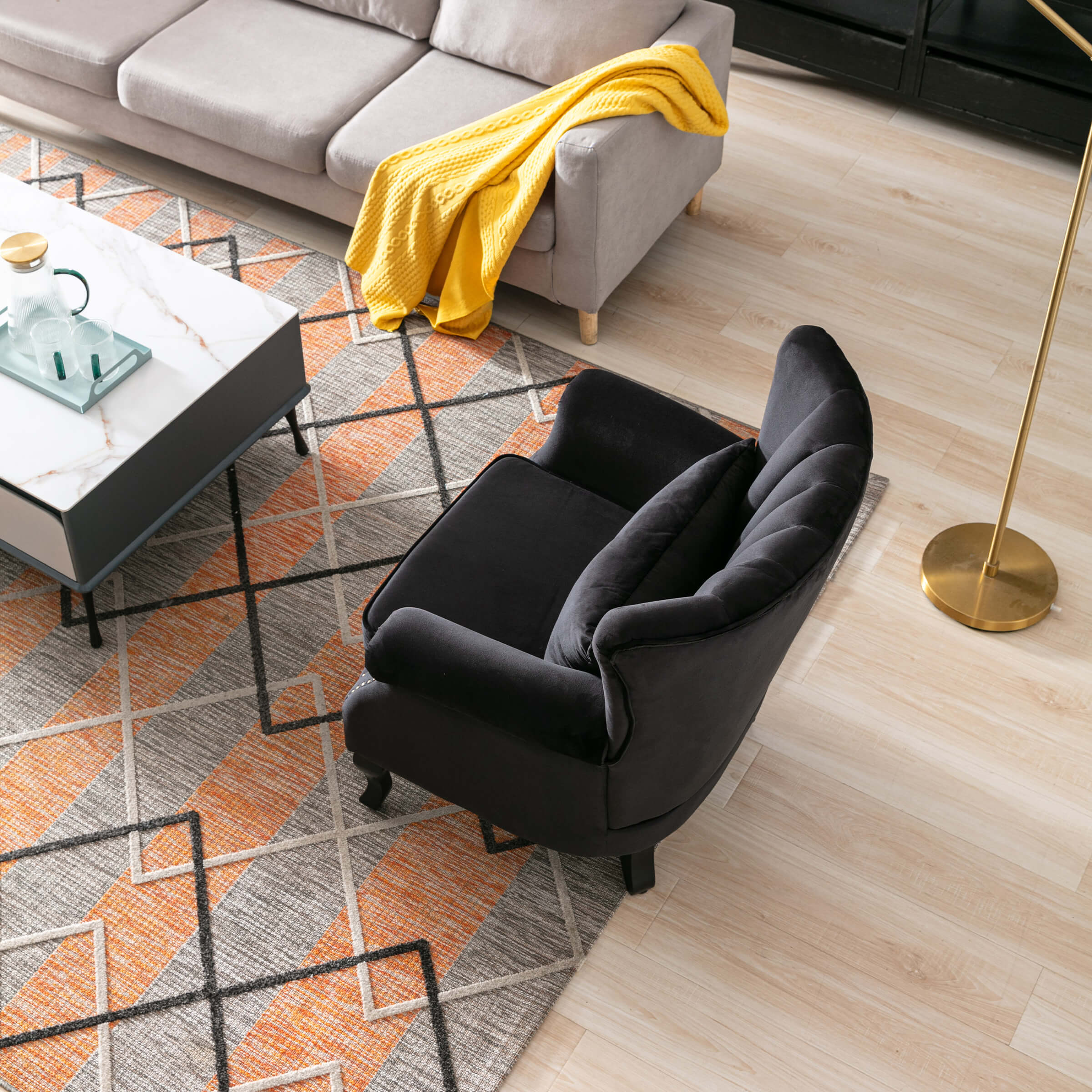 Kmax Wingback Nail-Head Velvet Accent Chair 1 PCS - X904AC