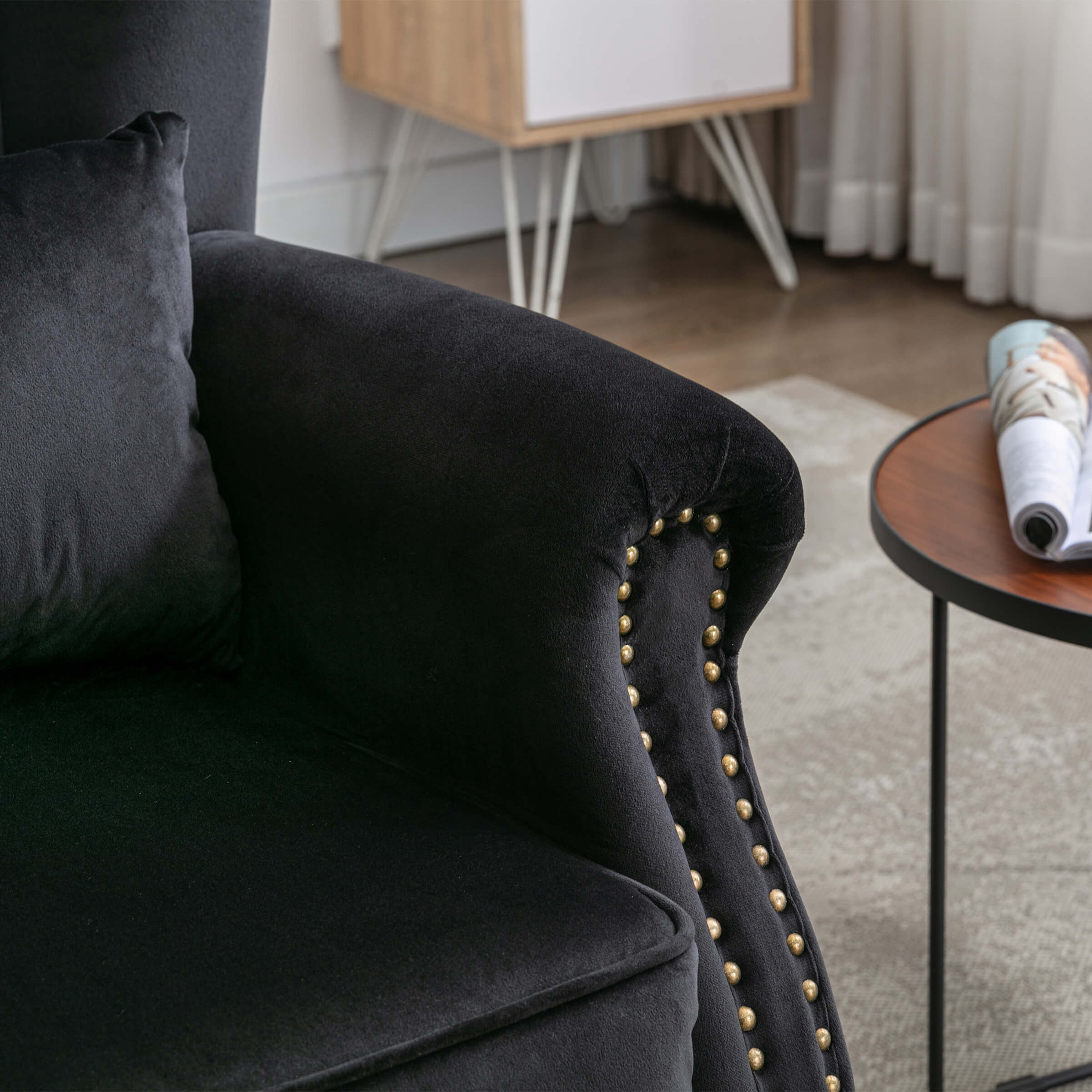 Kmax Wingback Nail-Head Velvet Accent Chair 1 PCS - X904AC