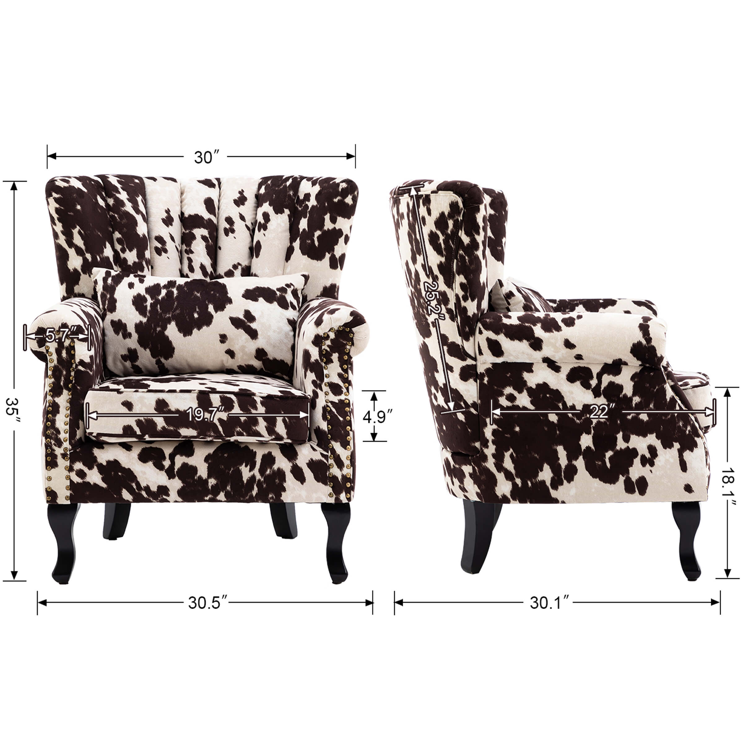Kmax Wingback Nail-Head Velvet Accent Chair 1 PCS - X904AC