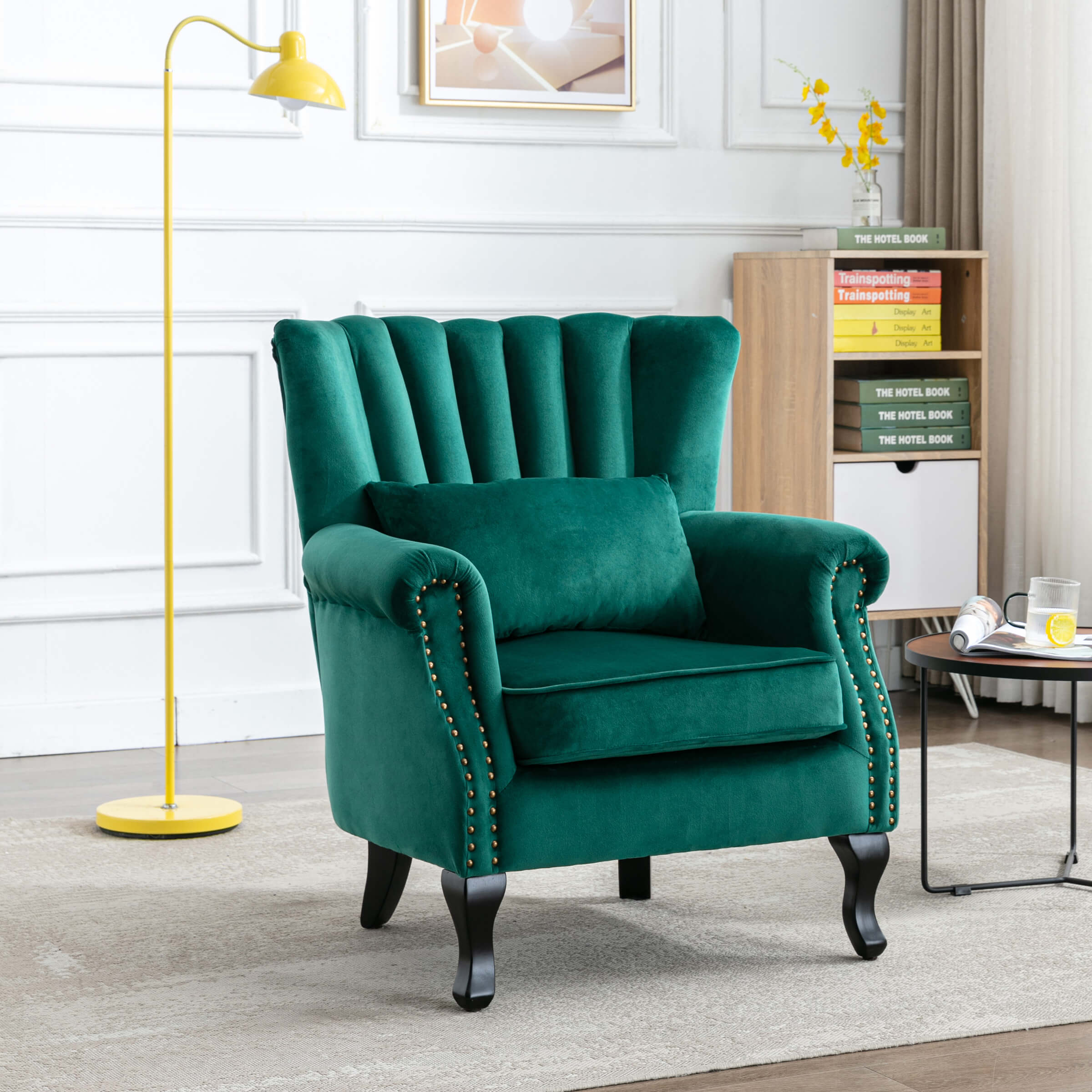 Kmax Wingback Nail-Head Velvet Accent Chair 1 PCS - X904AC