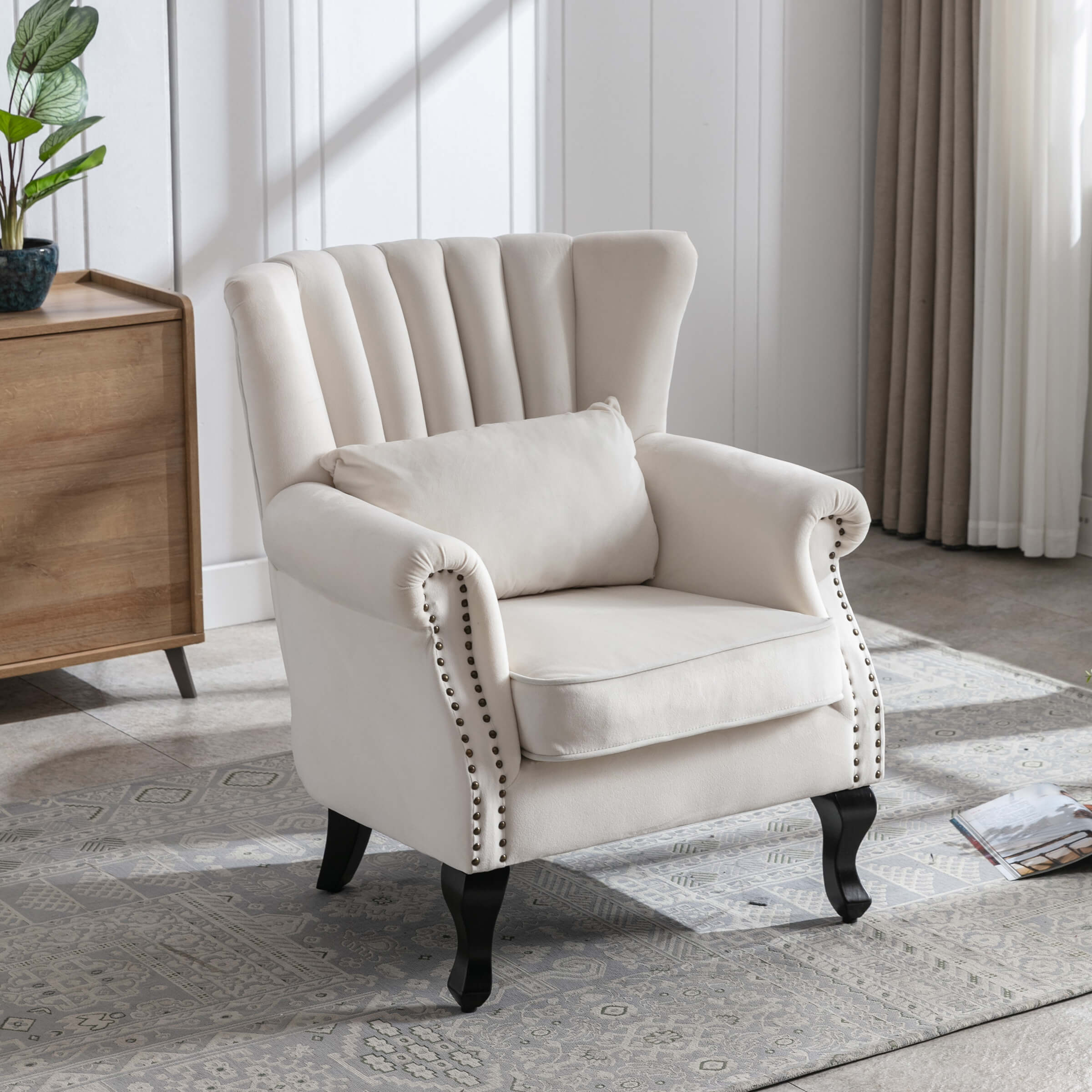 Kmax Wingback Nail-Head Velvet Accent Chair 1 PCS - X904AC