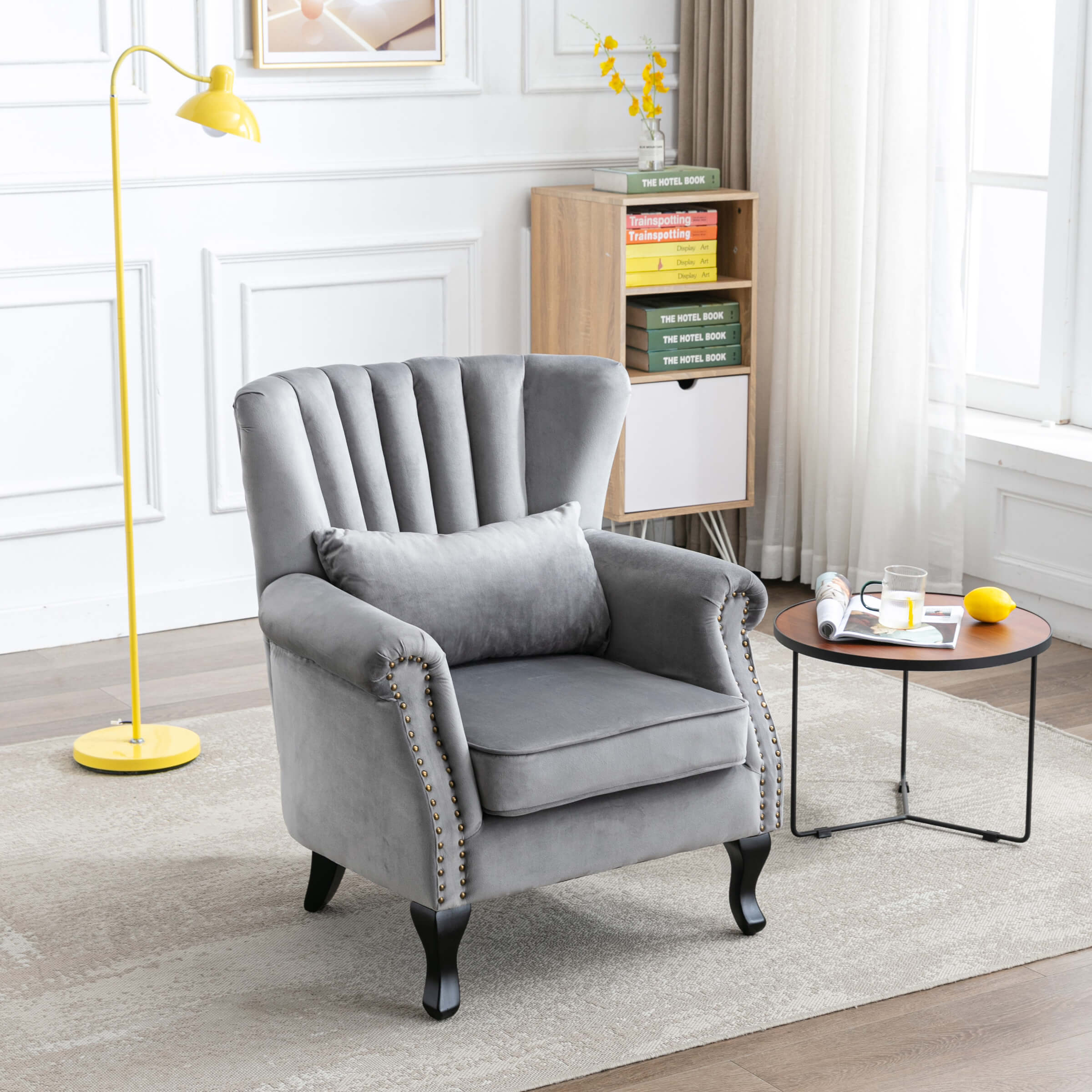 Kmax Wingback Nail-Head Velvet Accent Chair 1 PCS - X904AC