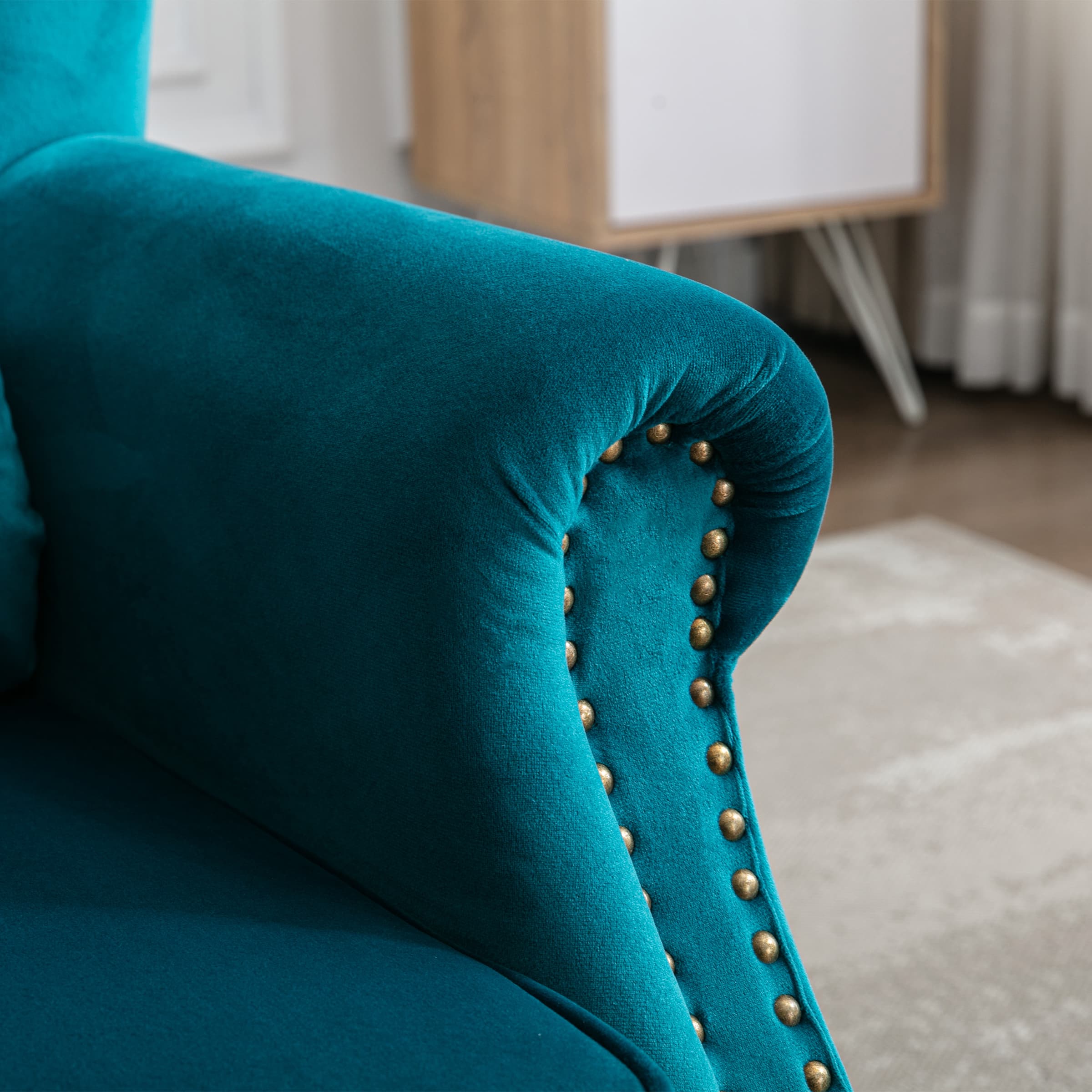 Kmax Wingback Nail-Head Velvet Accent Chair 1 PCS - X904AC