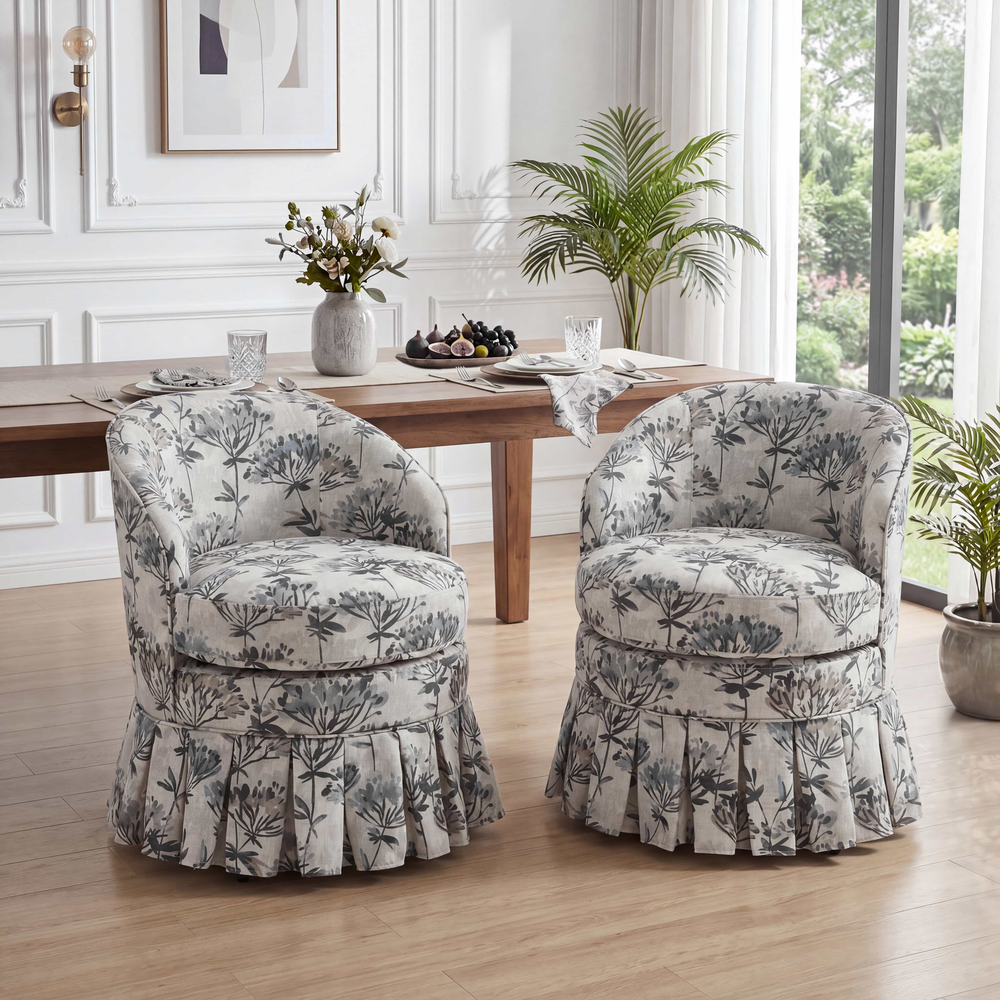 Dining Room Chairs with Pleated Skirt Set of 2 - 353DC