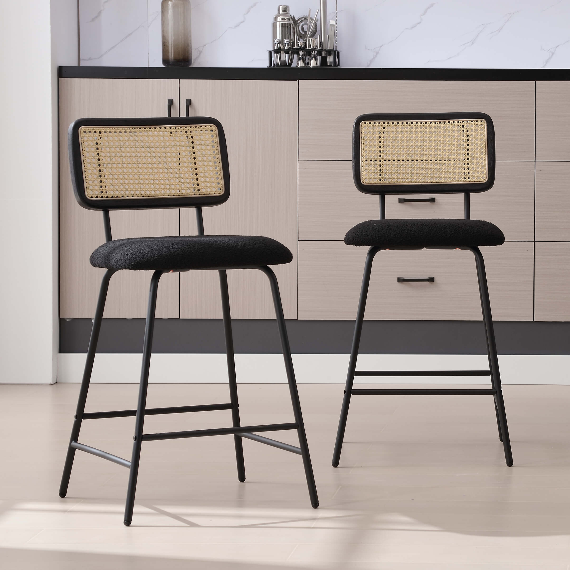 ZH4YOU 26'' Modern Rattan Counter Stools Set of 2 - 5348CS