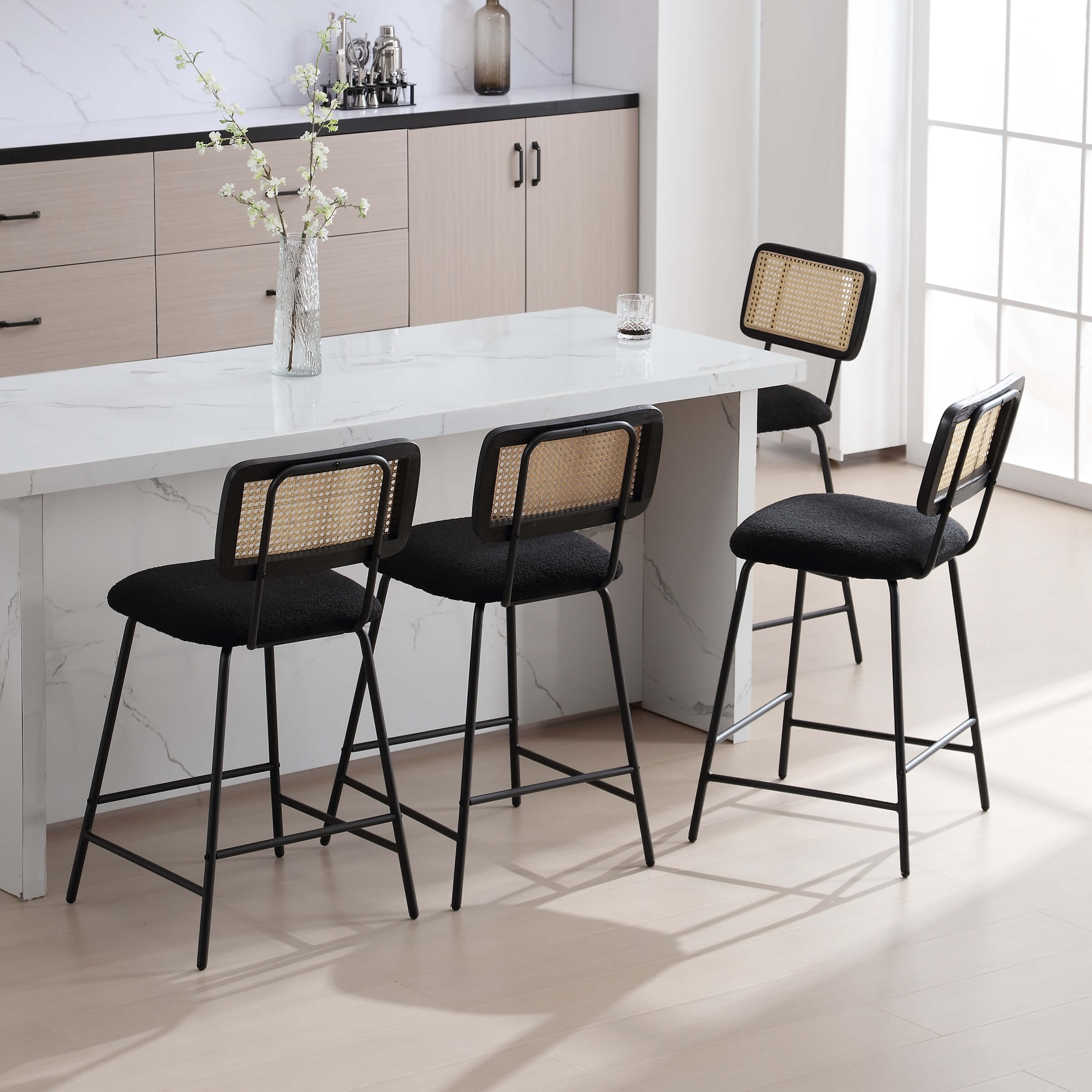ZH4YOU 26'' Modern Rattan Counter Stools Set of 2 - 5348CS