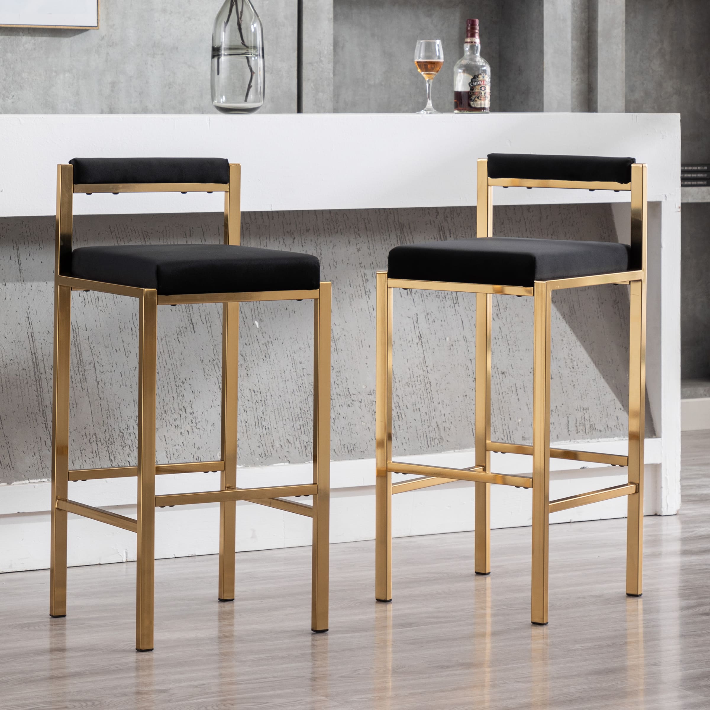 ZH4YOU 30"H Low Back Bar Stools Set of 2 - 5300BS