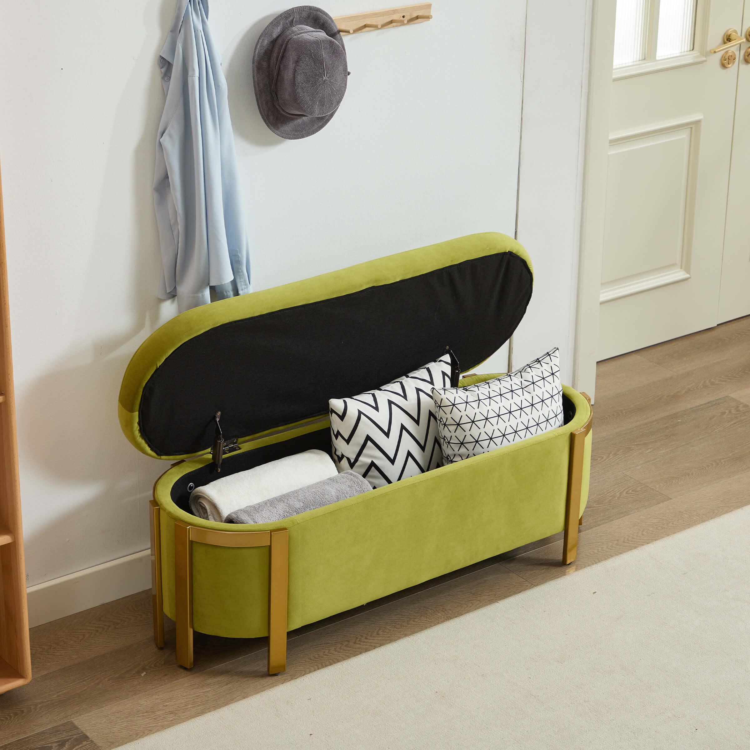 ZH4YOU 48”W Storage Bench Ottoman End of Bed - 5001BH