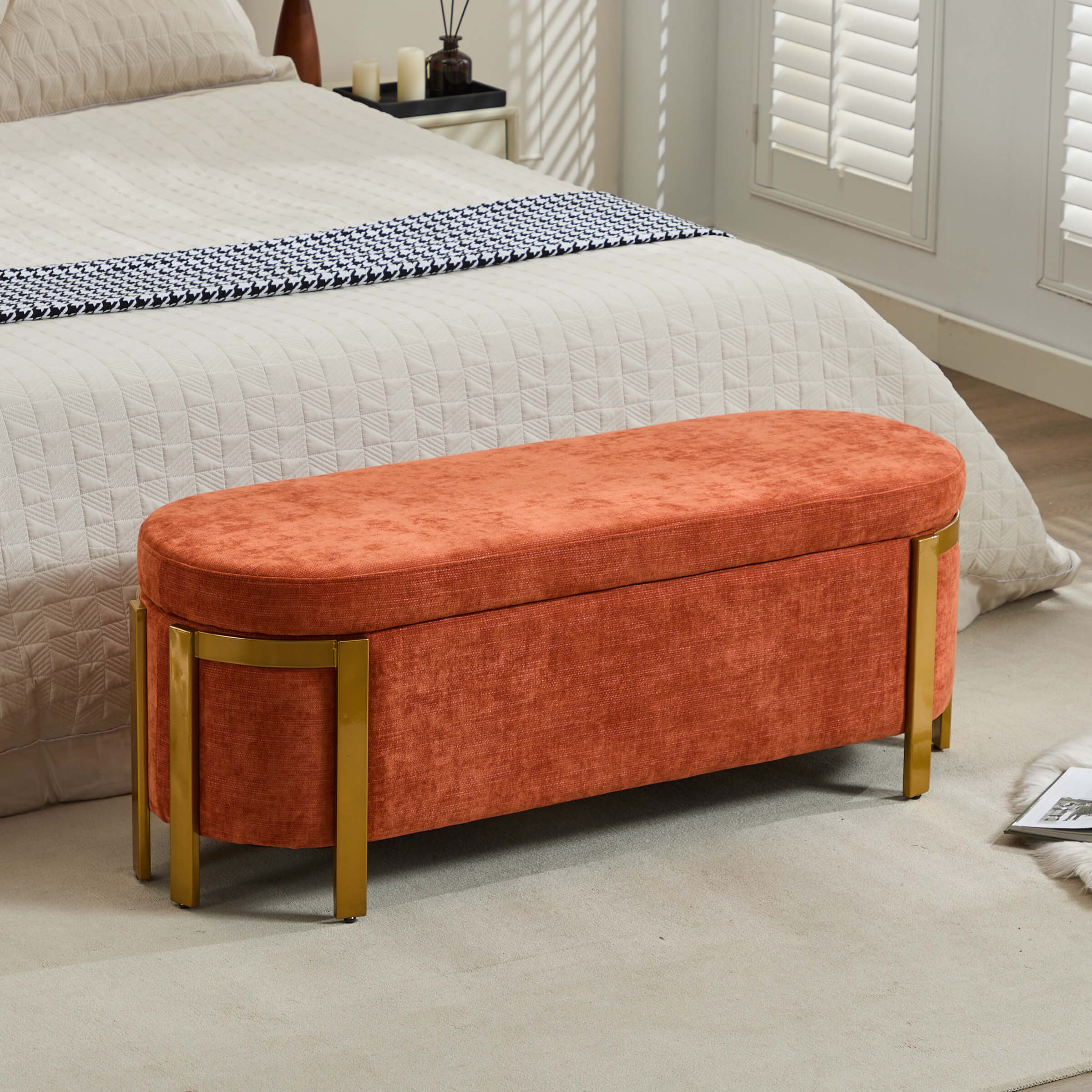 ZH4YOU 48”W Storage Bench Ottoman End of Bed - 5001BH
