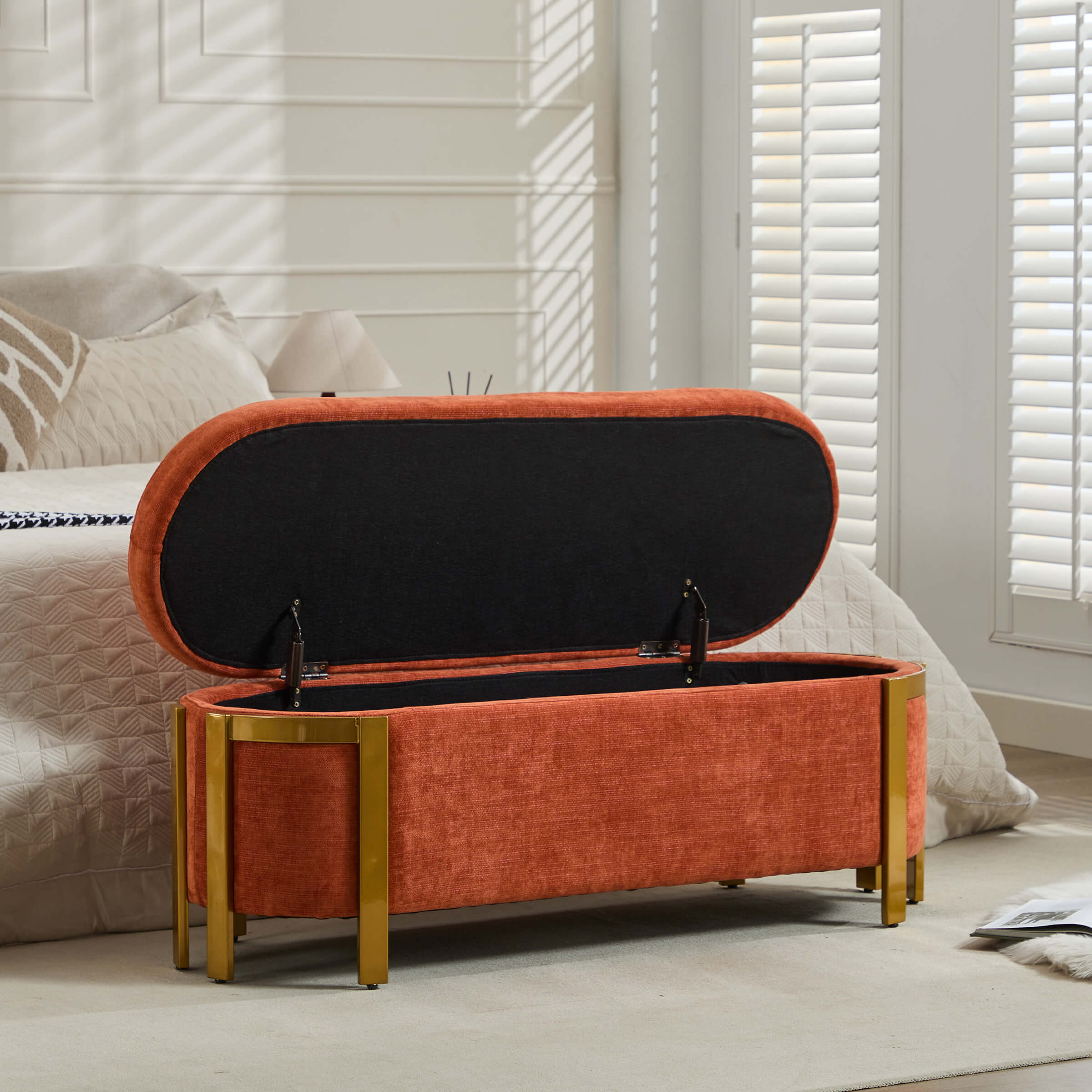 ZH4YOU 48”W Storage Bench Ottoman End of Bed - 5001BH