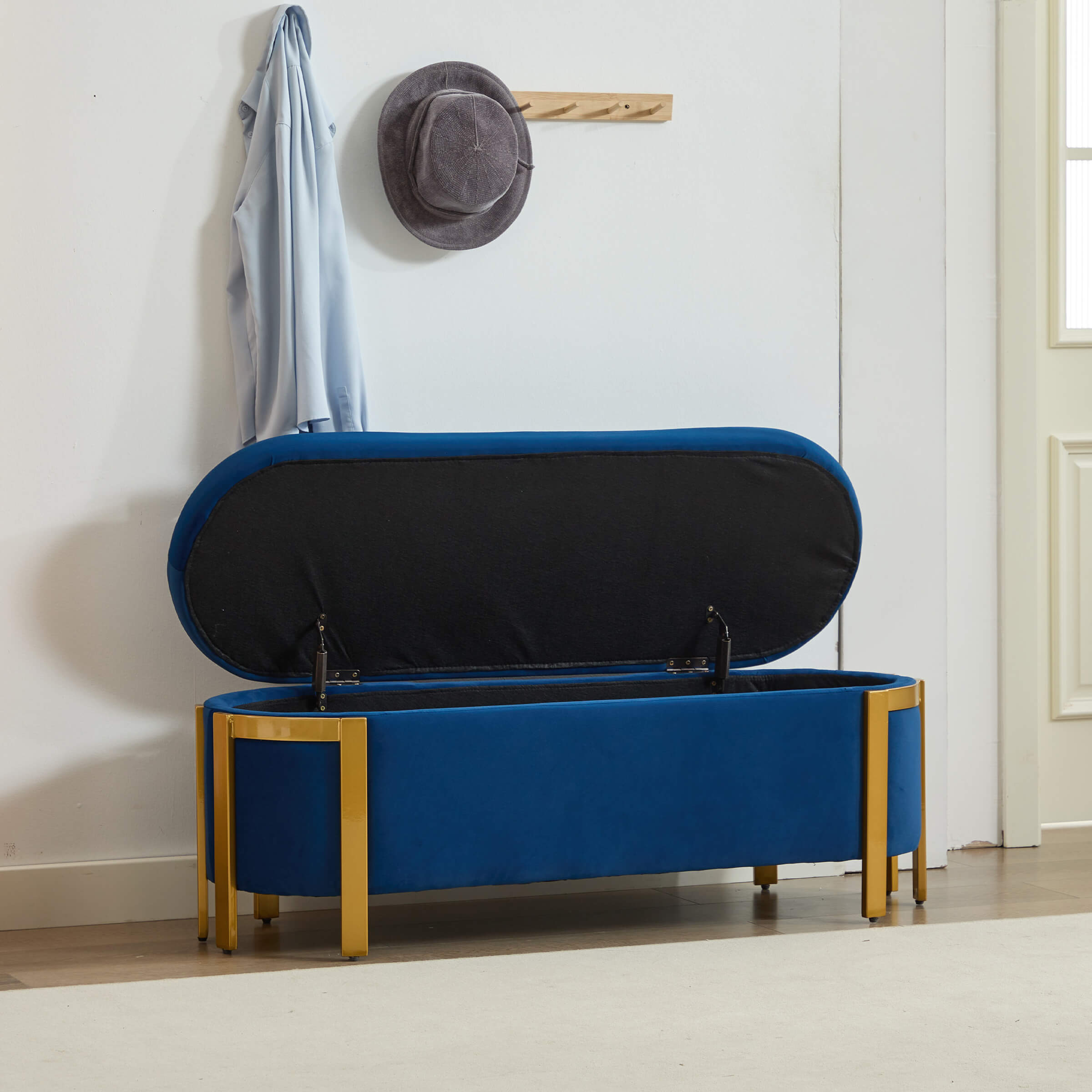 ZH4YOU 48”W Storage Bench Ottoman End of Bed - 5001BH