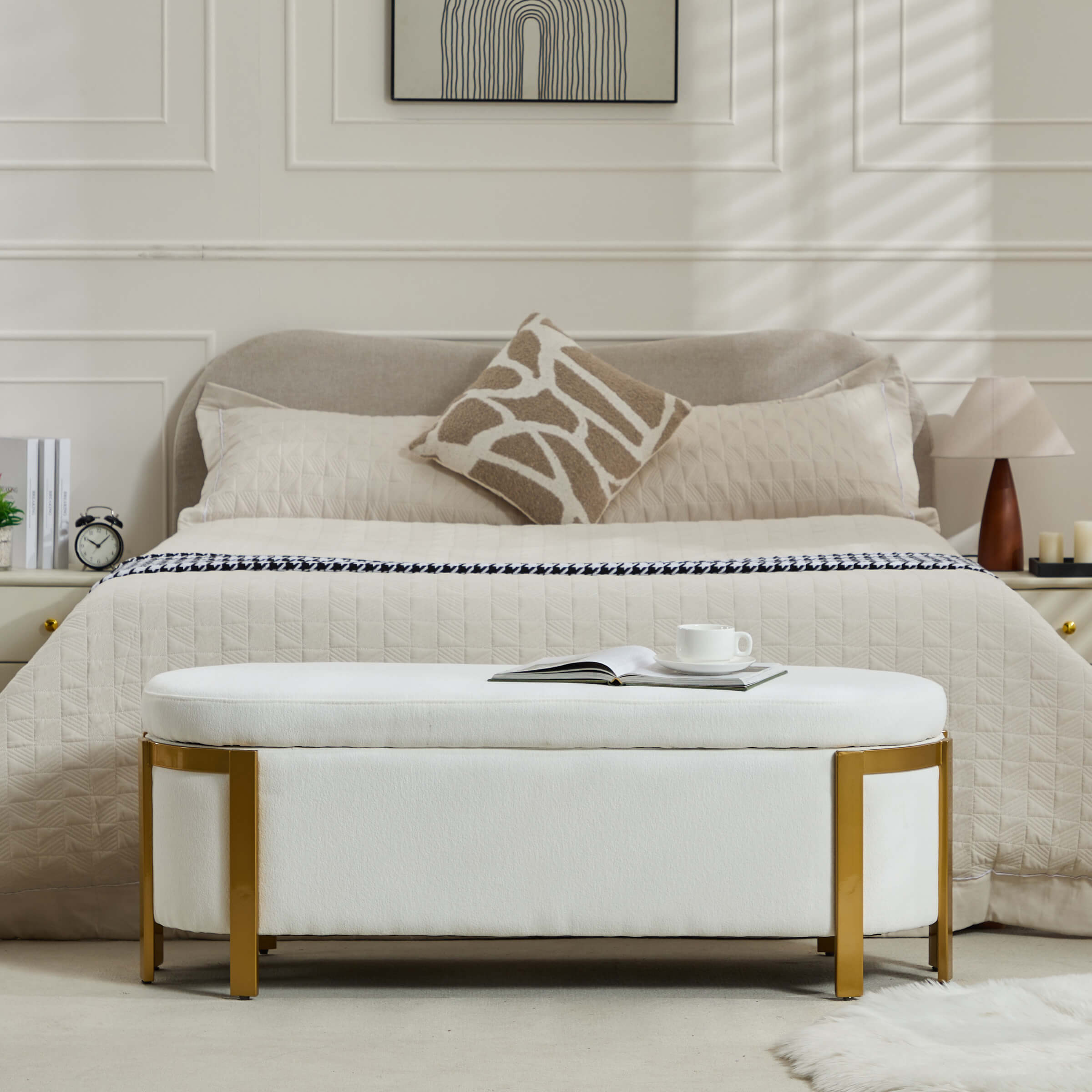 ZH4YOU 48”W Storage Bench Ottoman End of Bed - 5001BH