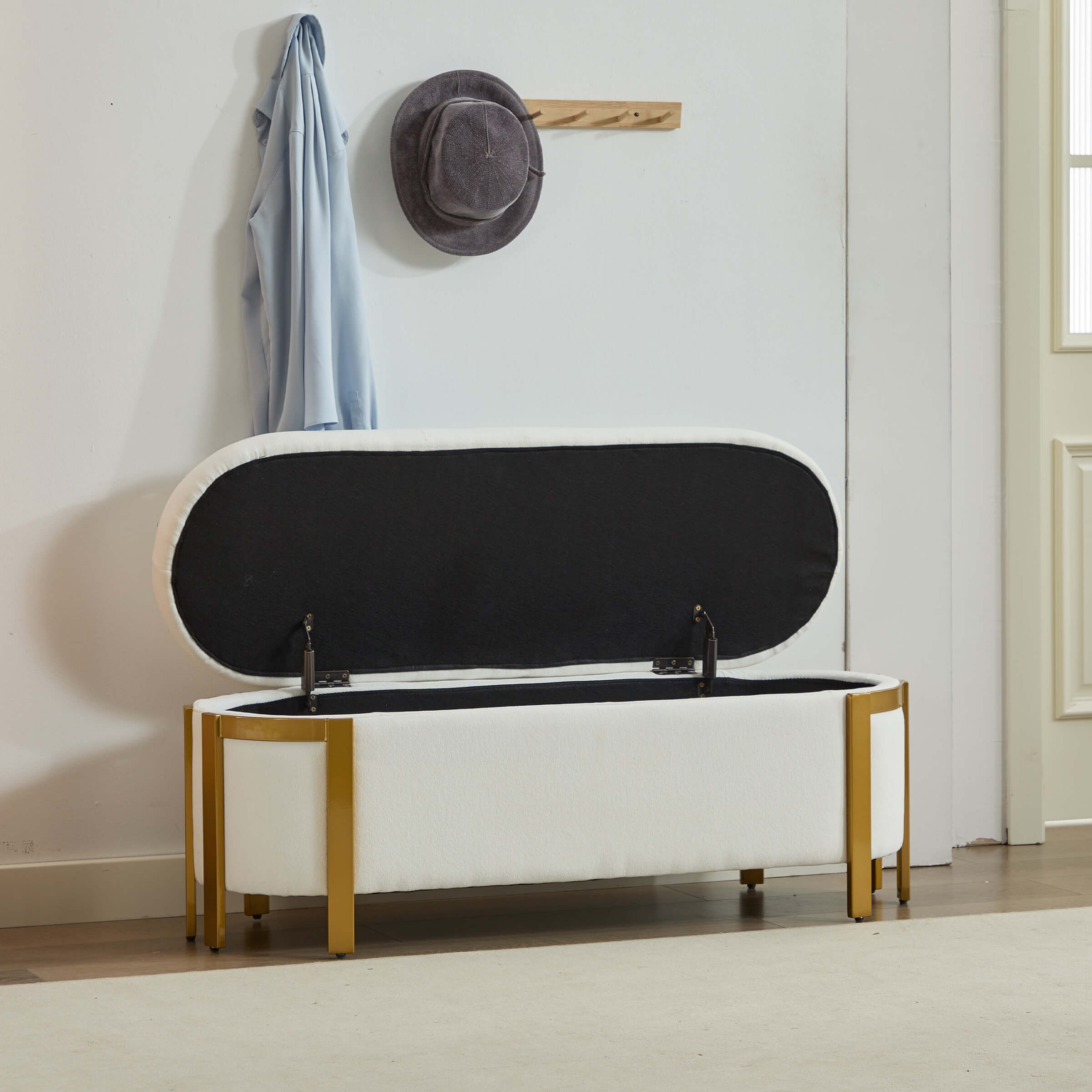 ZH4YOU 48”W Storage Bench Ottoman End of Bed - 5001BH