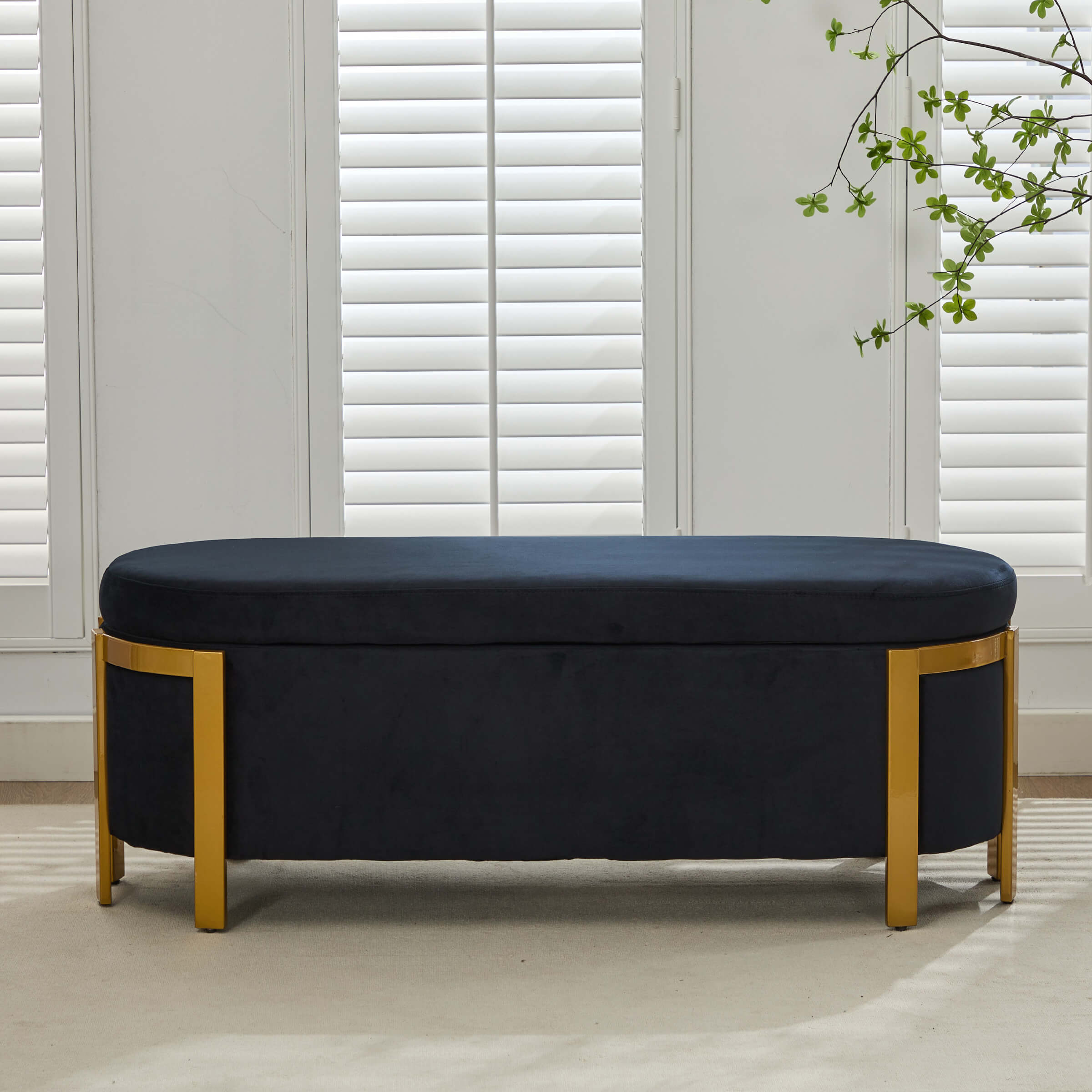 ZH4YOU 48”W Storage Bench Ottoman End of Bed - 5001BH