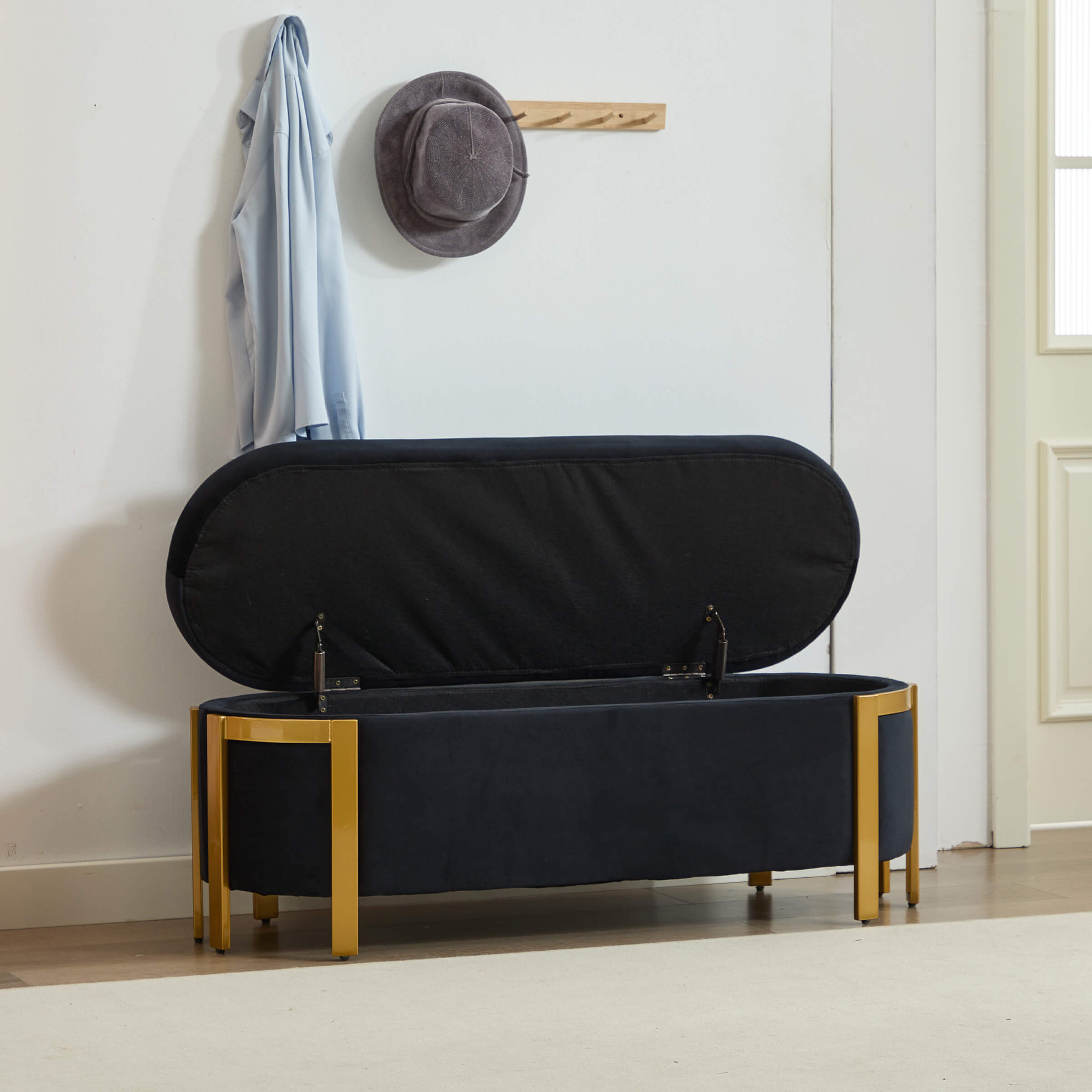 ZH4YOU 48”W Storage Bench Ottoman End of Bed - 5001BH