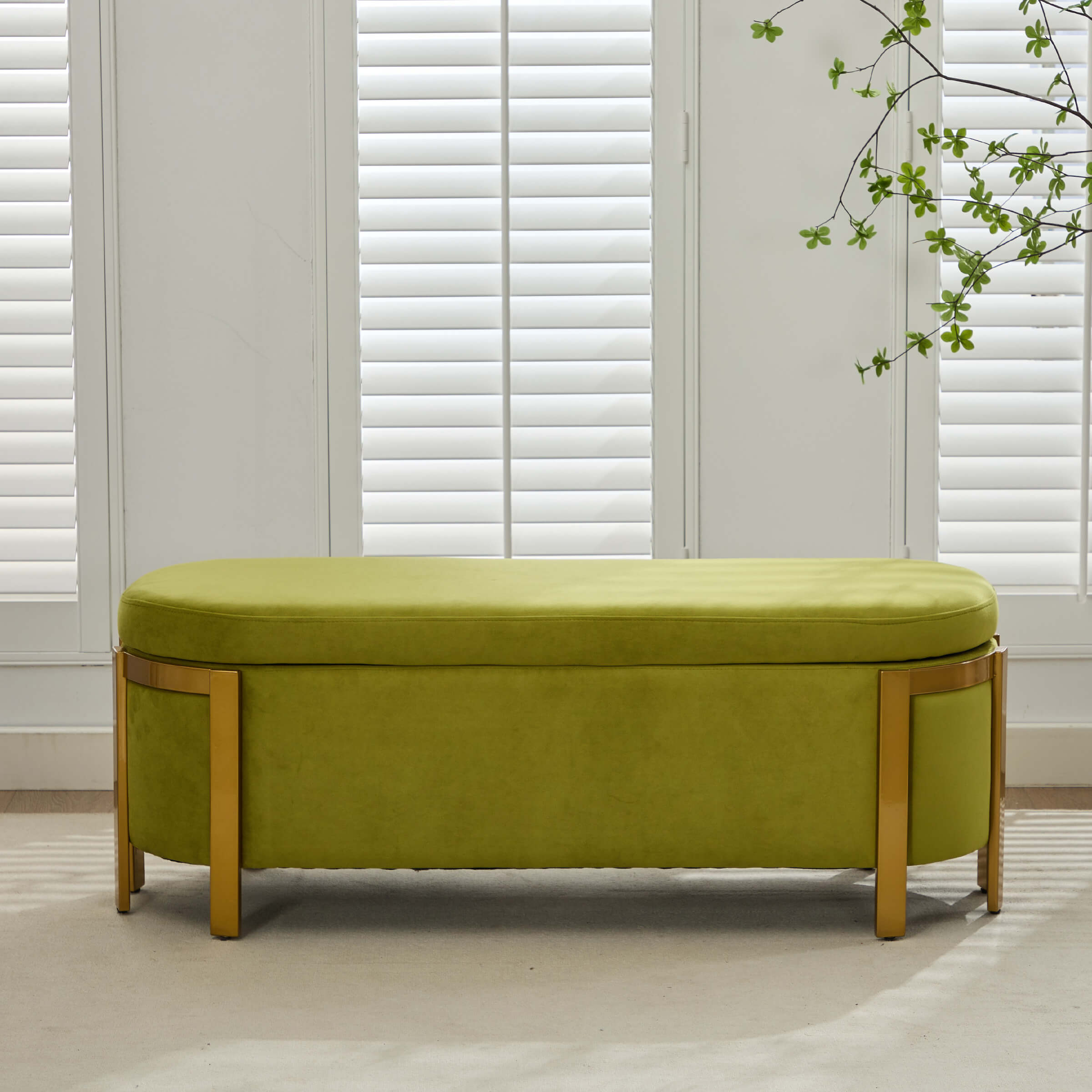 ZH4YOU 48”W Storage Bench Ottoman End of Bed - 5001BH