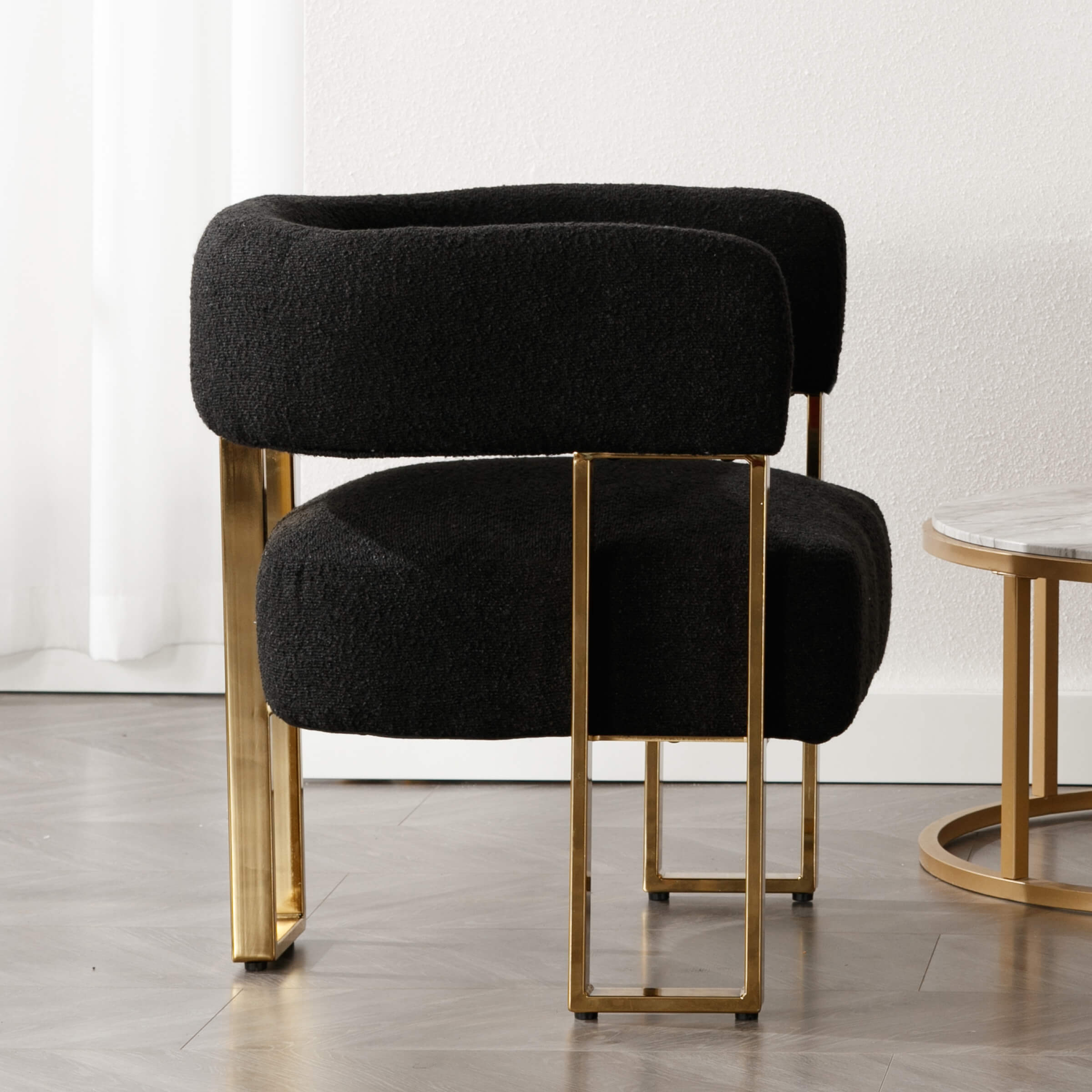 ZH4YOU Barrel Chair with Gold Metal Legs 1 PCS - 72005AC