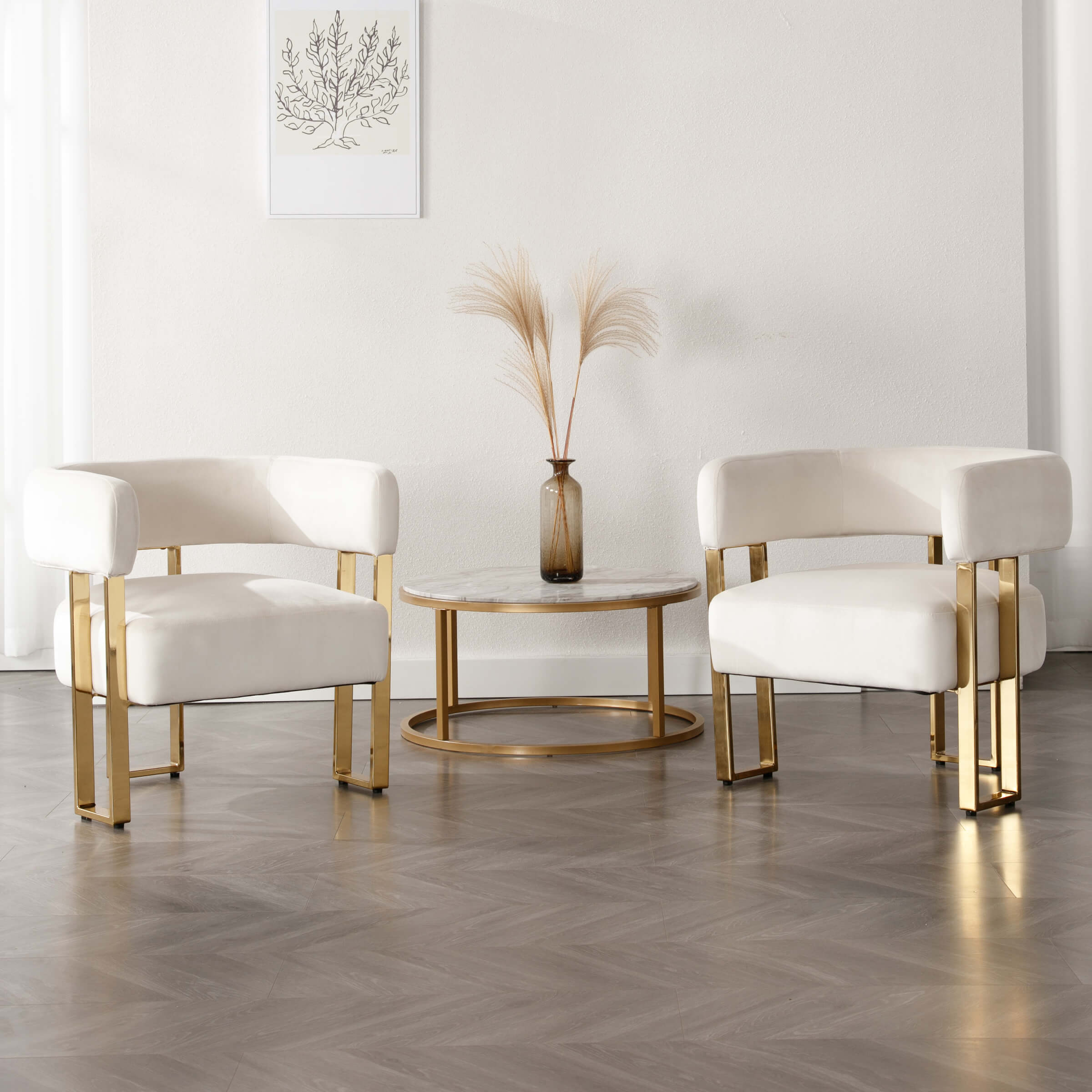ZH4YOU Barrel Chair with Gold Metal Legs 1 PCS - 72005AC