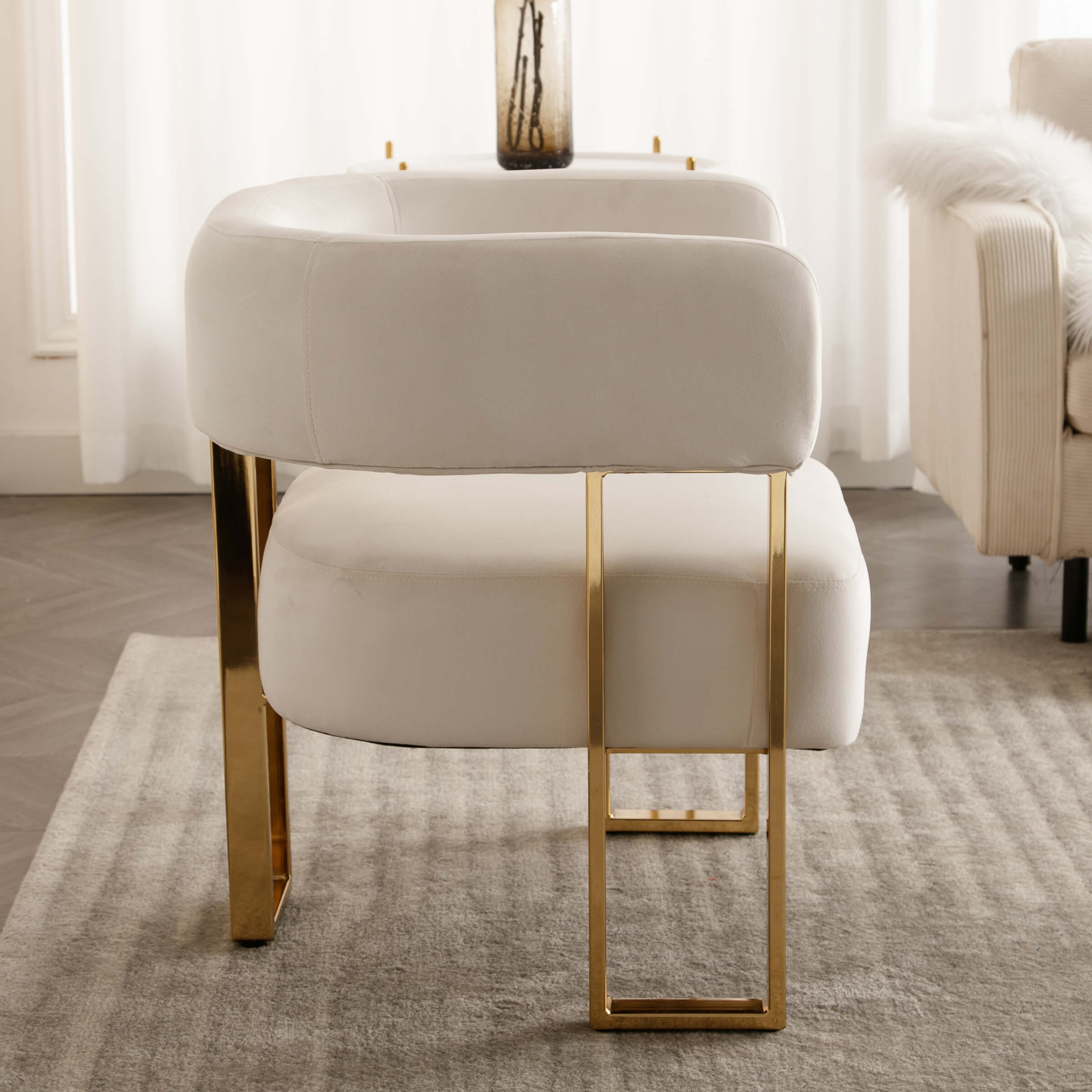 ZH4YOU Barrel Chair with Gold Metal Legs 1 PCS - 72005AC