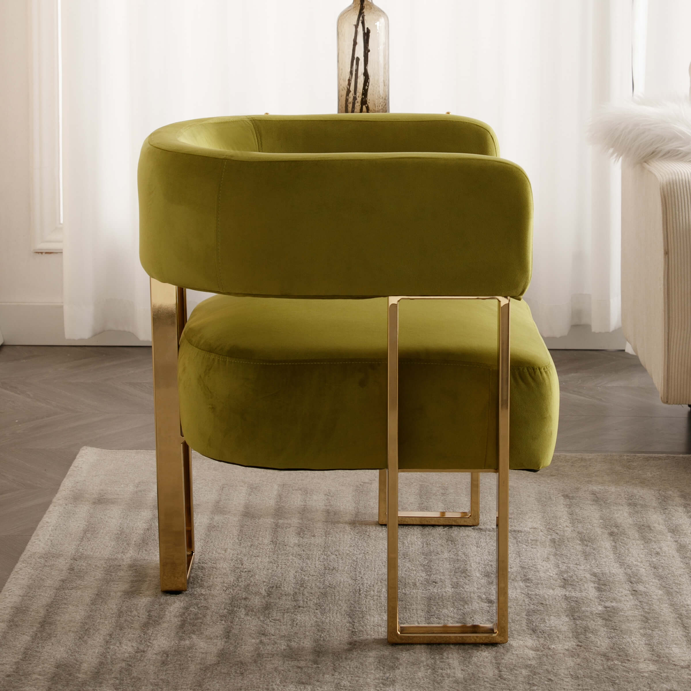 ZH4YOU Barrel Chair with Gold Metal Legs 1 PCS - 72005AC