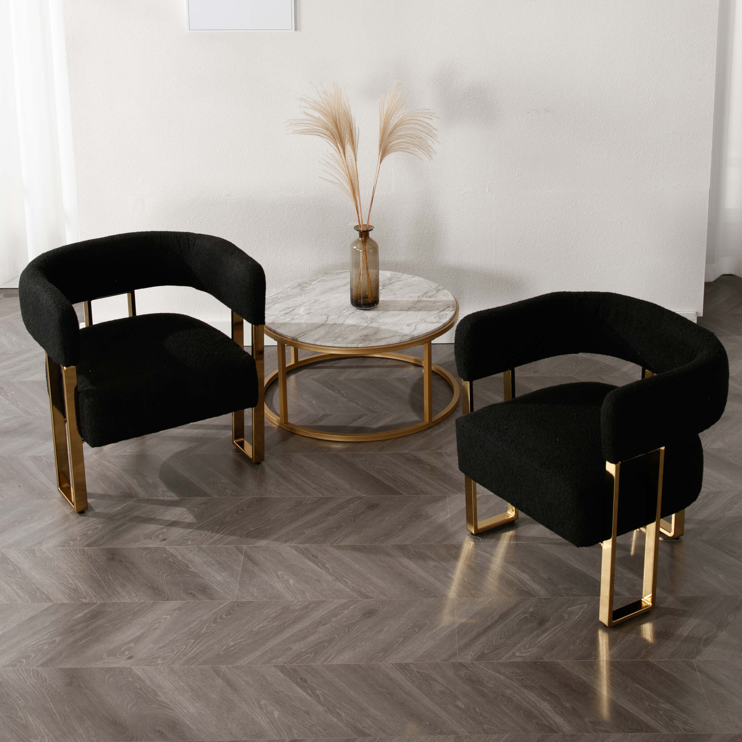 ZH4YOU Barrel Chair with Gold Metal Legs 1 PCS - 72005AC