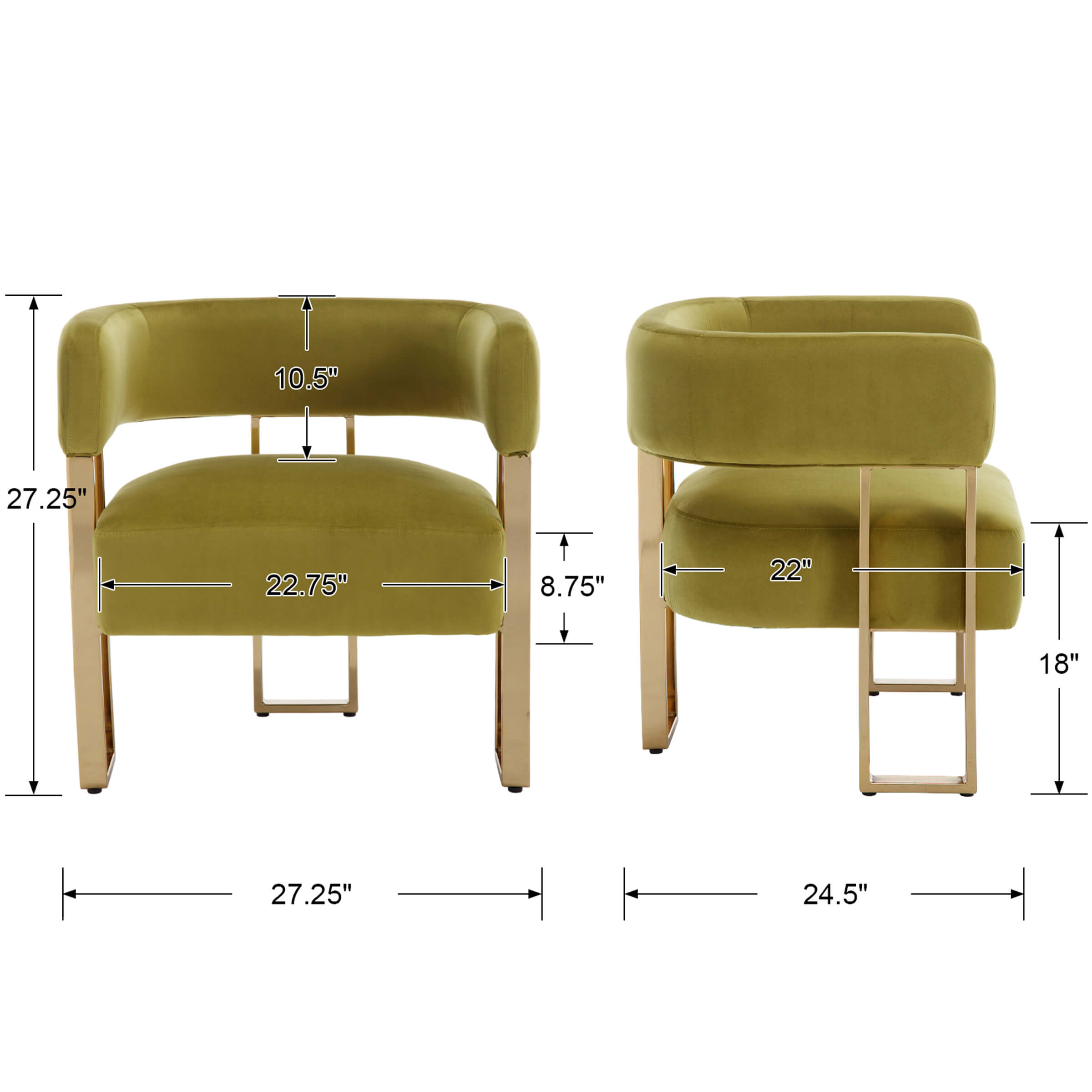 ZH4YOU Barrel Chair with Gold Metal Legs 1 PCS - 72005AC