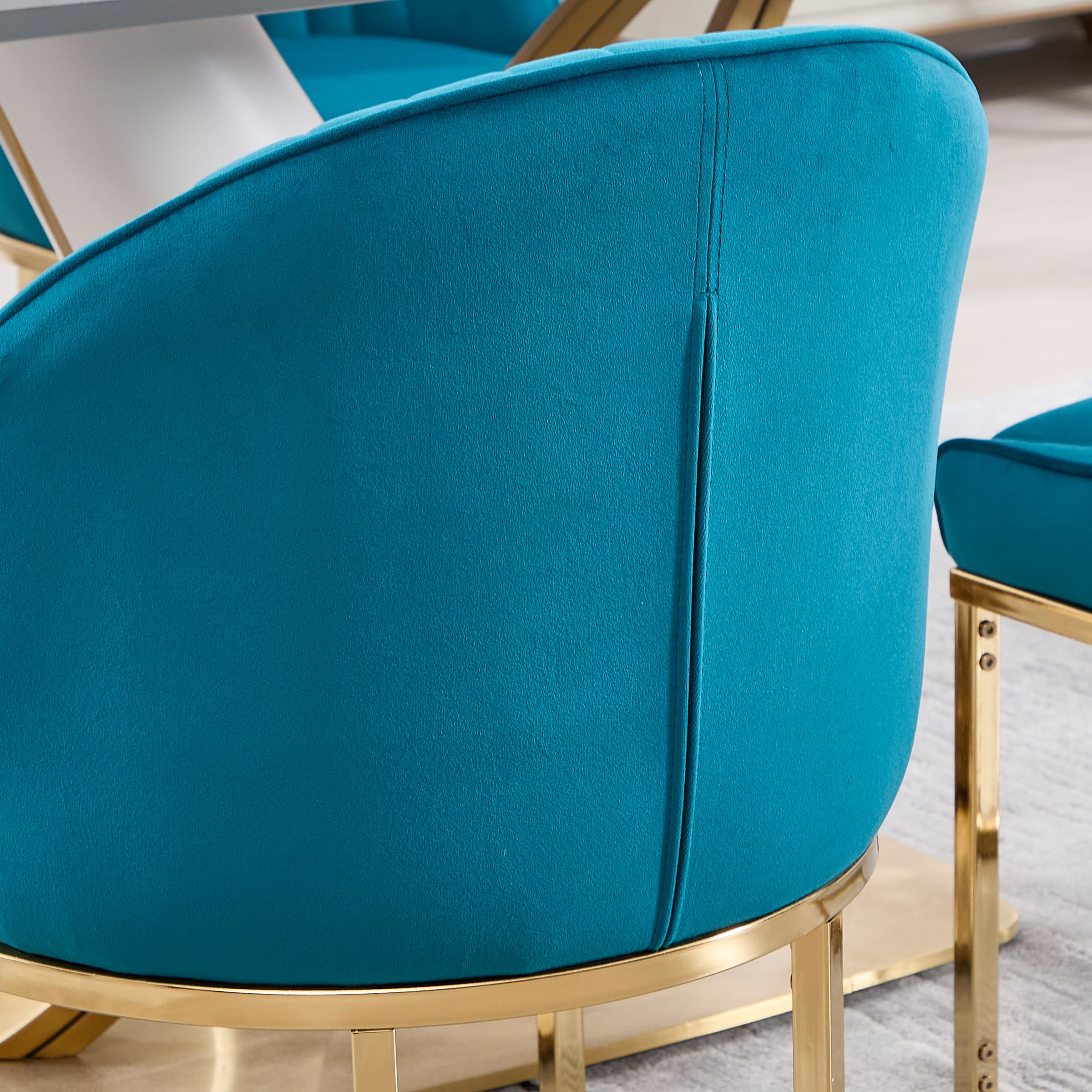 ZH4YOU Armless Gold Legs Dinning Chairs Set of 2- 9067DC