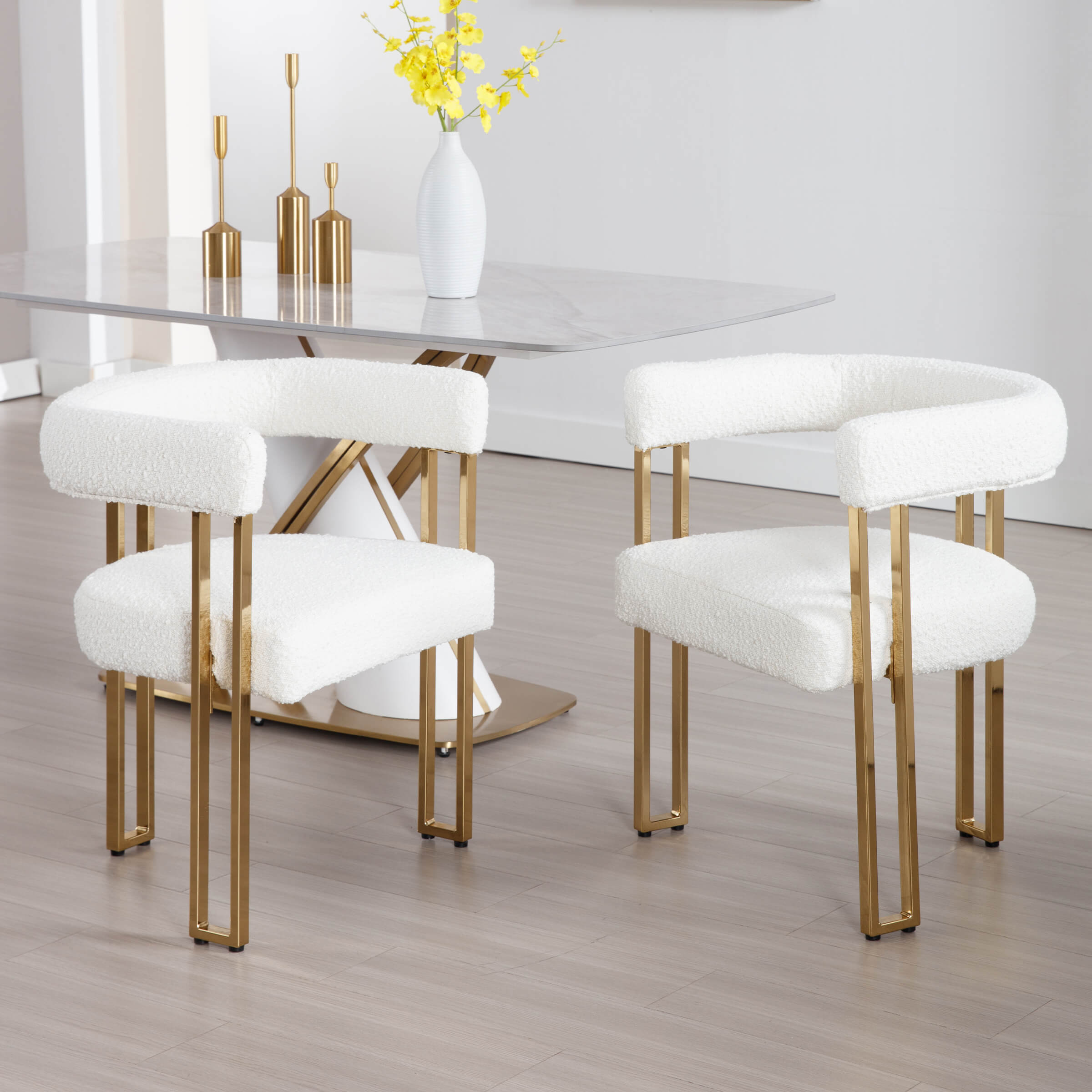 ZH4YOU Gold Metal Legs Dining Chairs Set of 2 - 73004DC