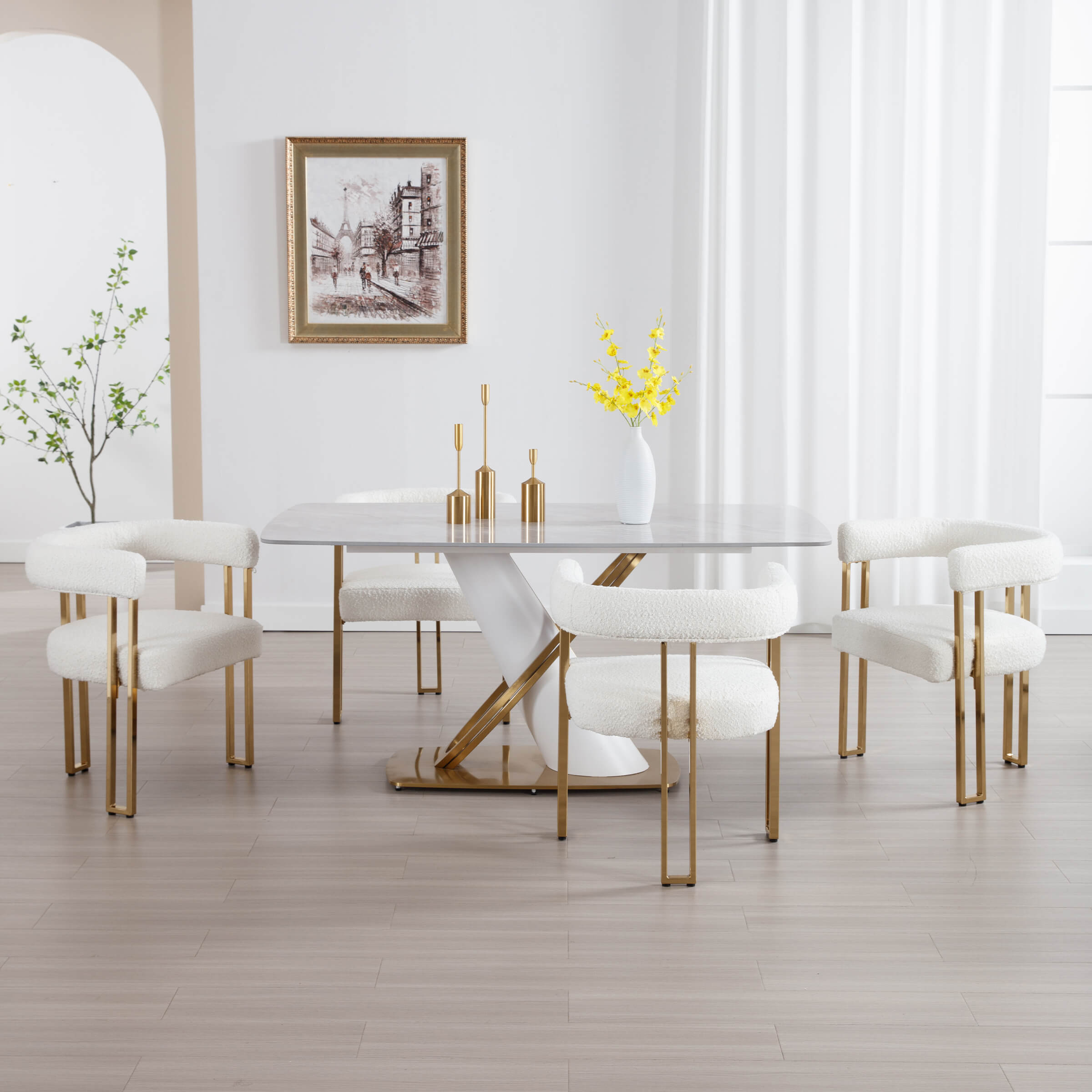 ZH4YOU Gold Metal Legs Dining Chairs Set of 2 - 73004DC