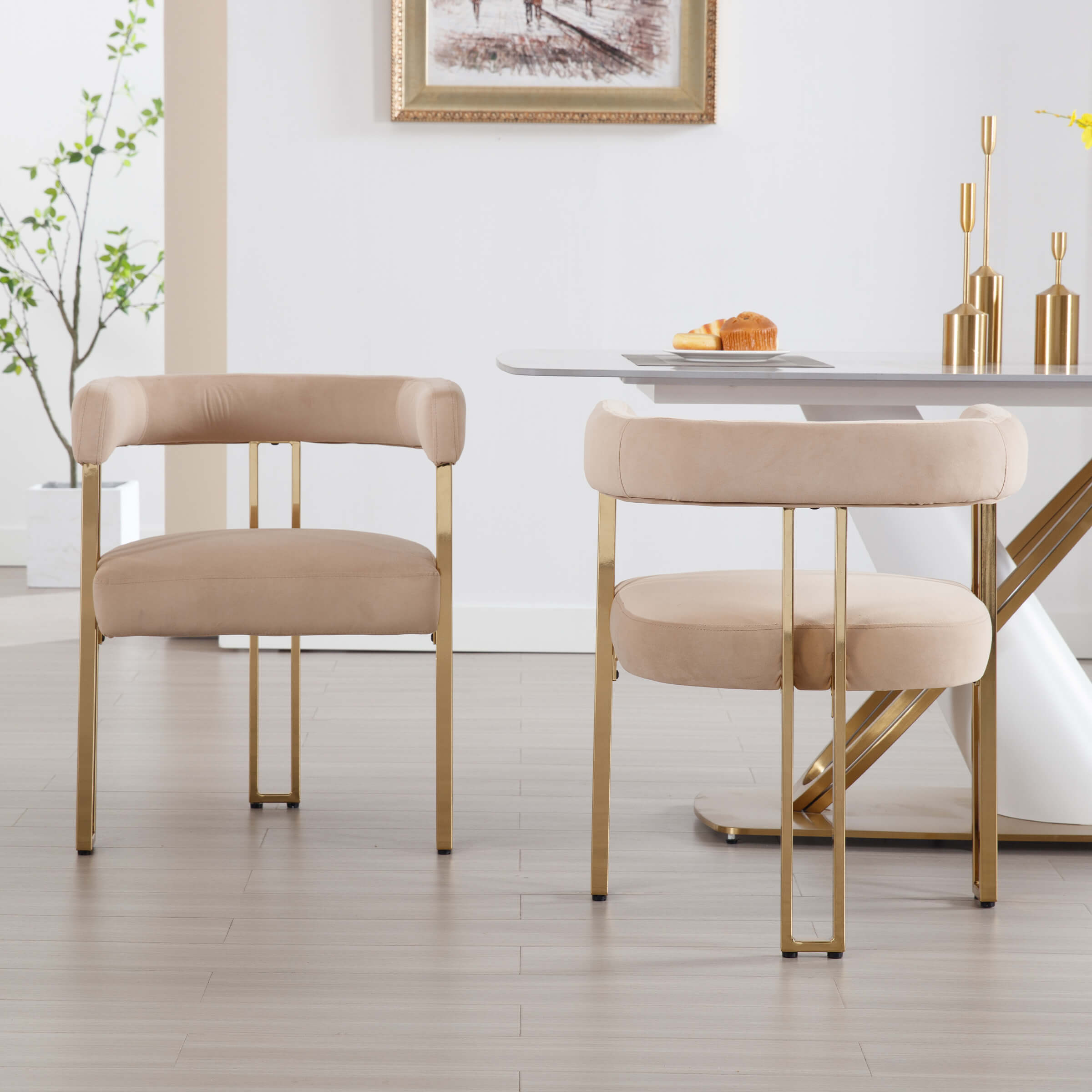 ZH4YOU Gold Metal Legs Dining Chairs Set of 2 - 73004DC