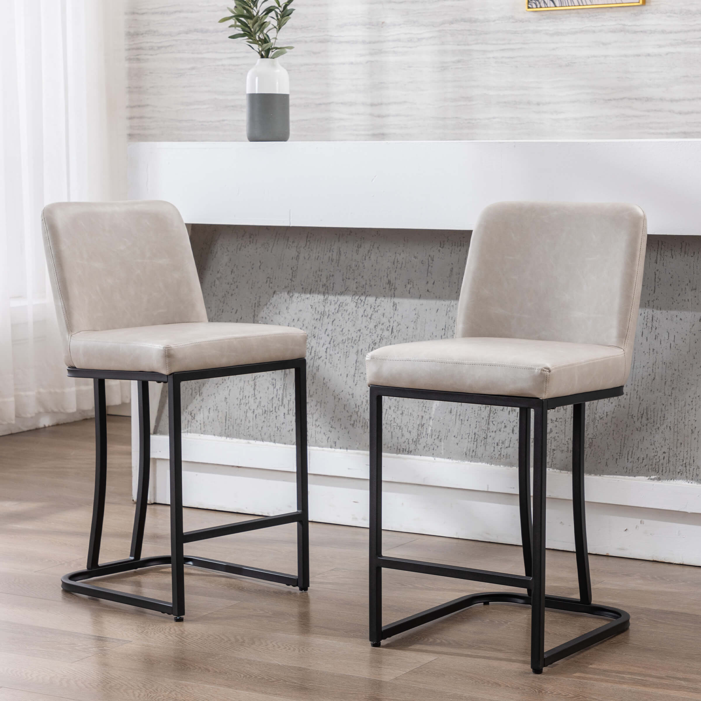 ZH4YOU 24" & 30"H Metal Legs Counter Height Bar Stools Set of 2 - 2956